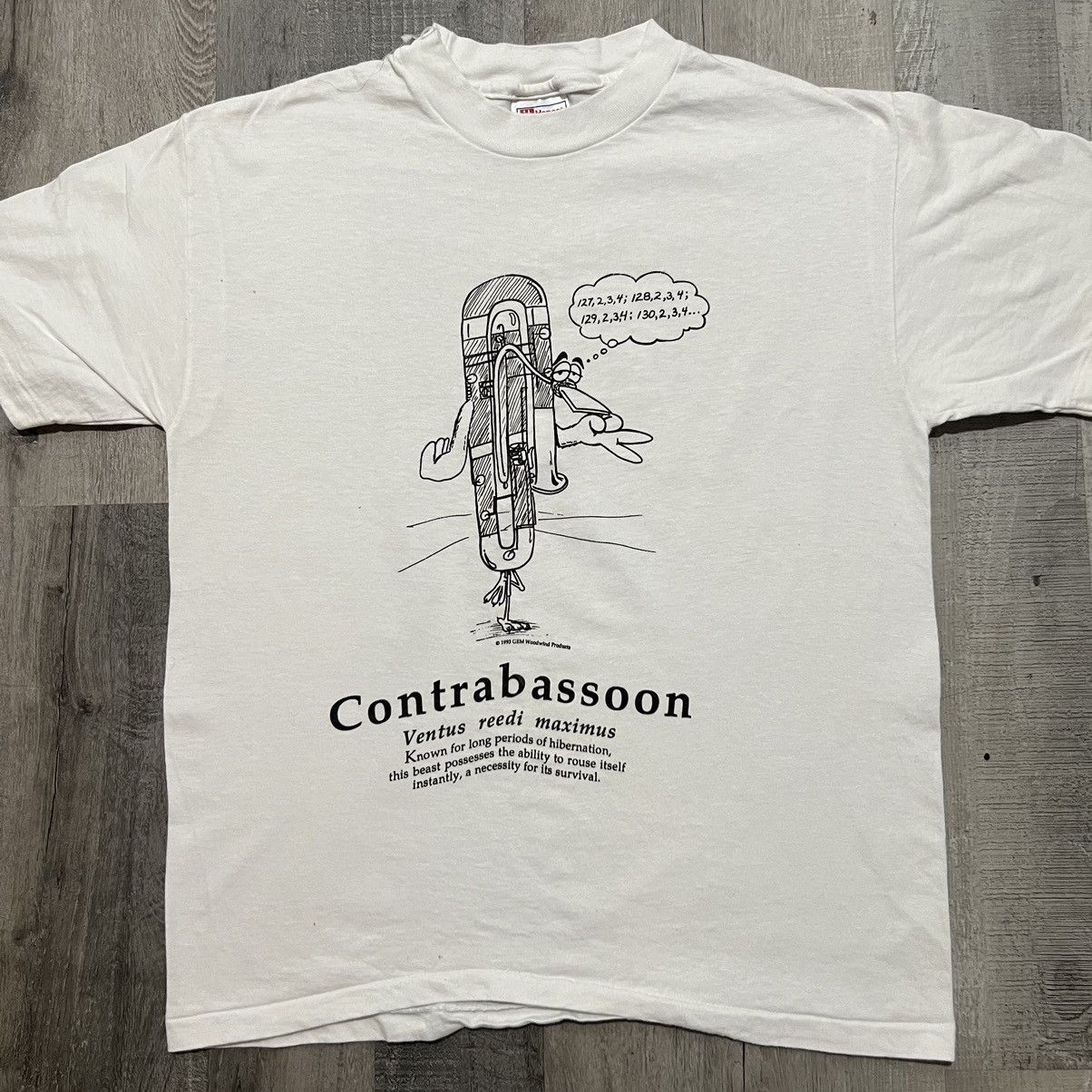Hanes × Vintage VTG Contrabassoon White Musical Instrument Character Shirt Size US M / EU 48-50 / 2 - 1 Thumbnail