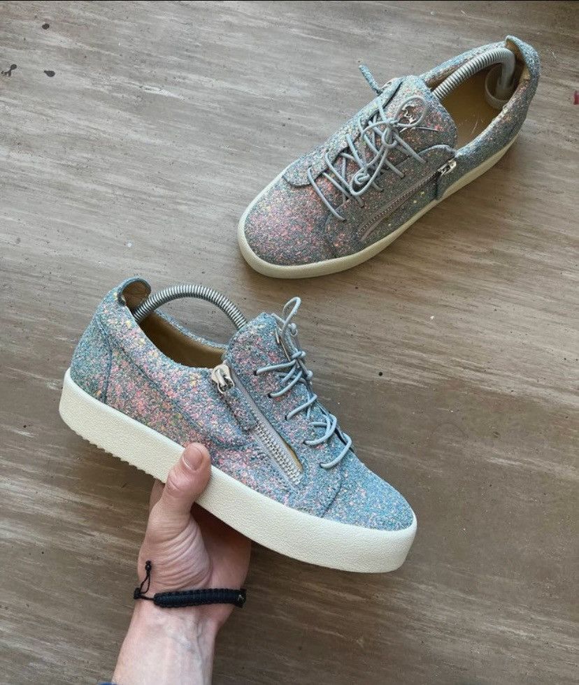 Giuseppe Zanotti Guiseppe Zanotti Glitter May London Sneakers Silver Luxury Size US 8.5 / IT 38.5 - 1 Thumbnail