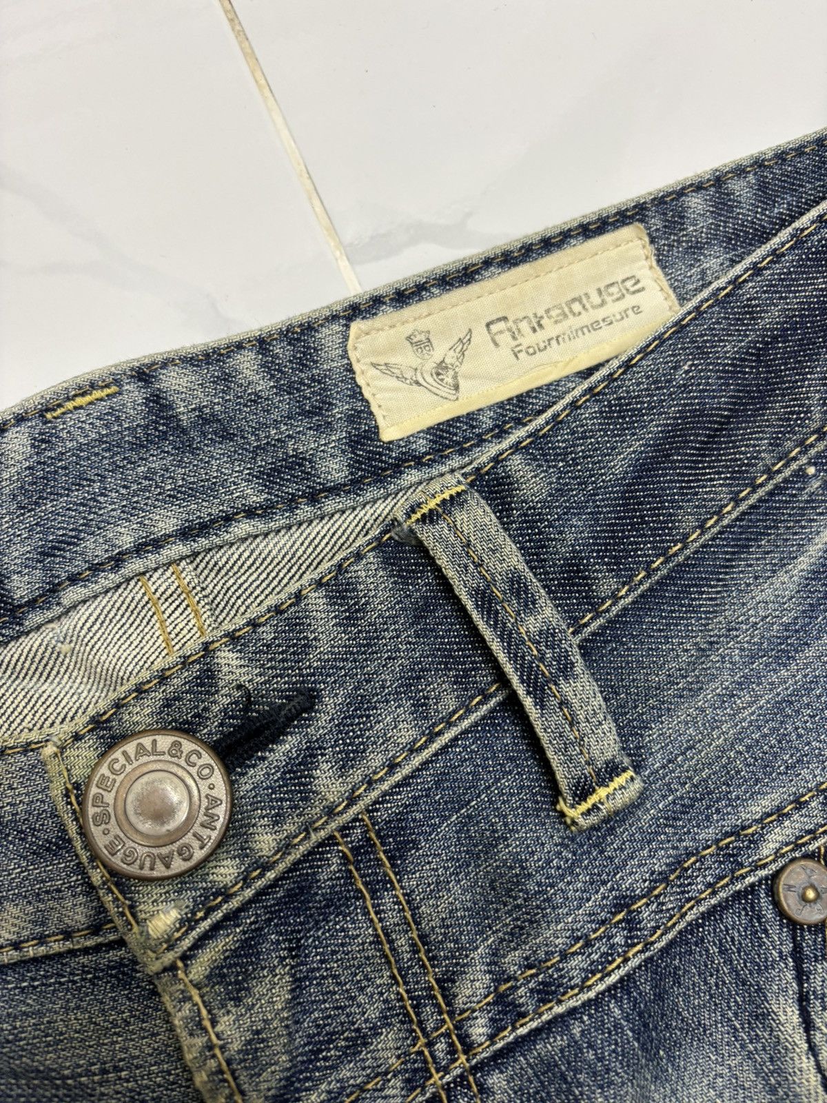 Japanese Brand VINTAGE ANTGAUGE NICE DESIGN POCKET DISTRESSED DENIM JEANS Size US 32 / EU 48 - 10 Thumbnail