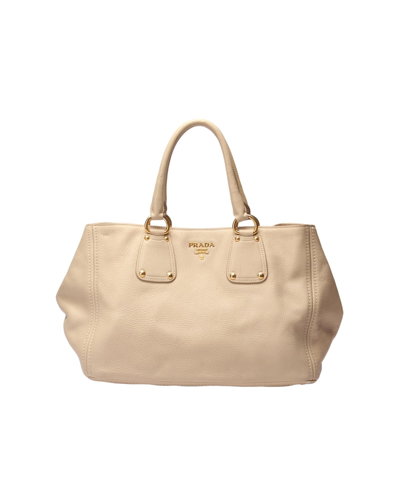 image of Prada Maroon Vitello Daino Handbag In Ab Condition, Women's