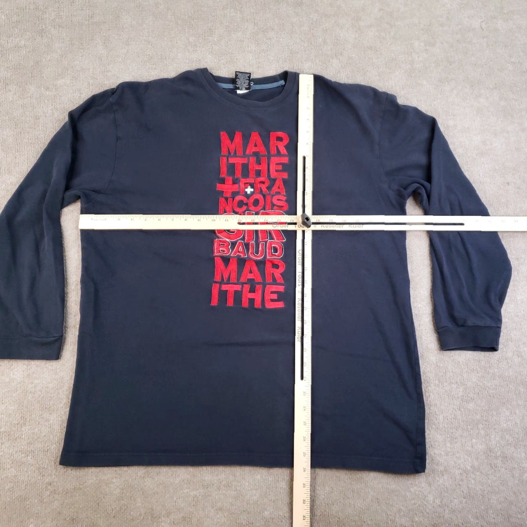 Vintage VINTAGE Marithe Francois Girbaud Shirt Mens 2XL Long Sleeve Blue Graphic Embroidered Crew Neck Cotton Size US XXL / EU 58 / 5 - 2 Thumbnail
