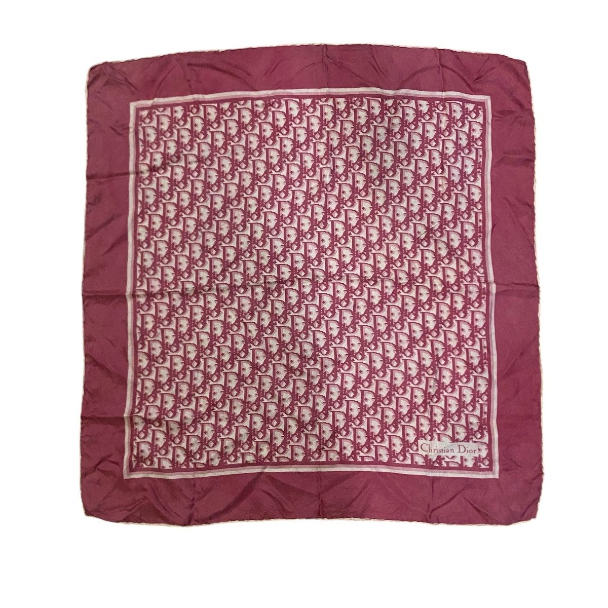 Christian Dior Monsieur Christian Dior Scarf Monogram in Red Burgundy Silk Size ONE SIZE - 4 Thumbnail