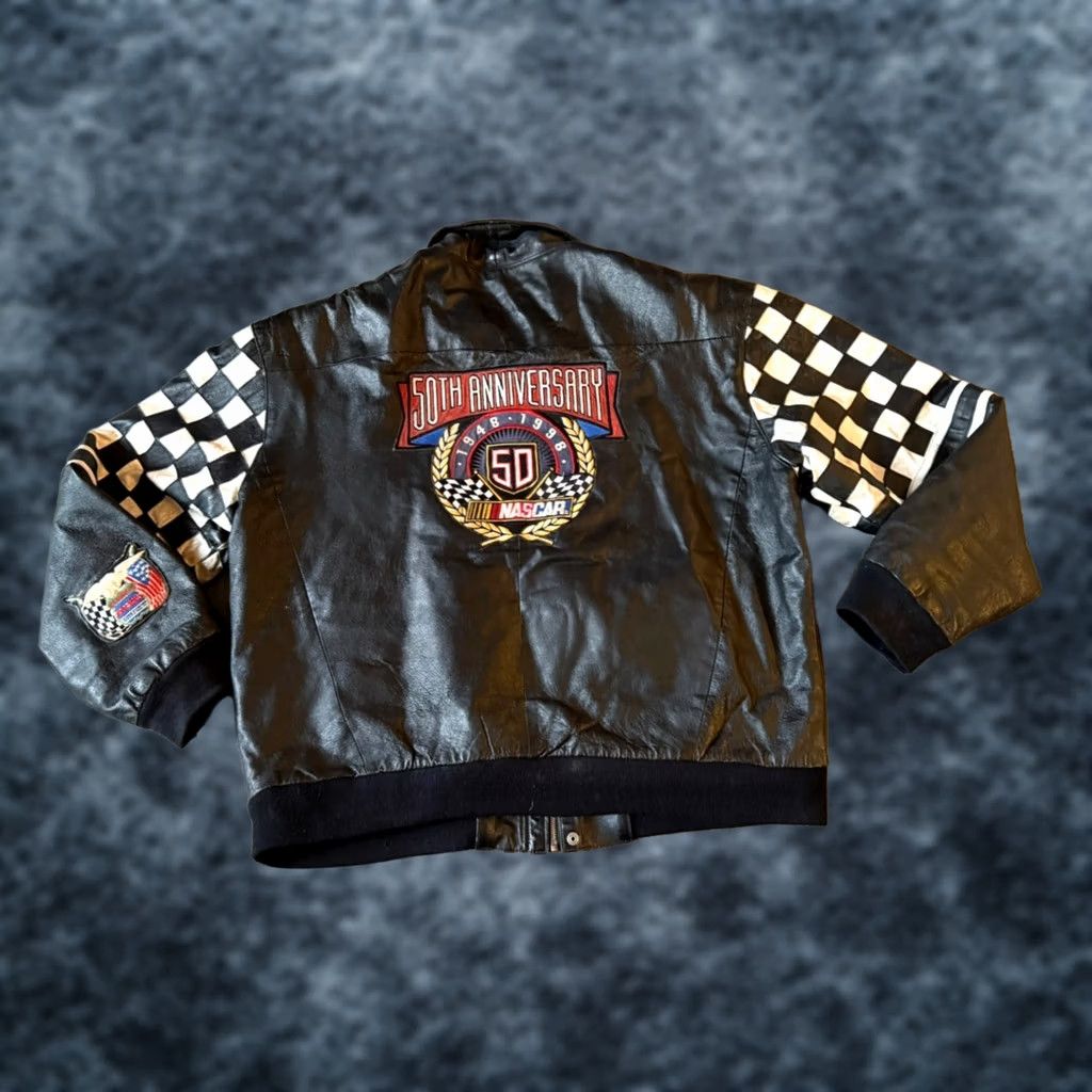 Hamilton VTG Jeff Hamilton Distressed NASCAR 50th Anniversary Leather Jacket - XXL Size US XXL / EU 58 / 5 - 1 Thumbnail