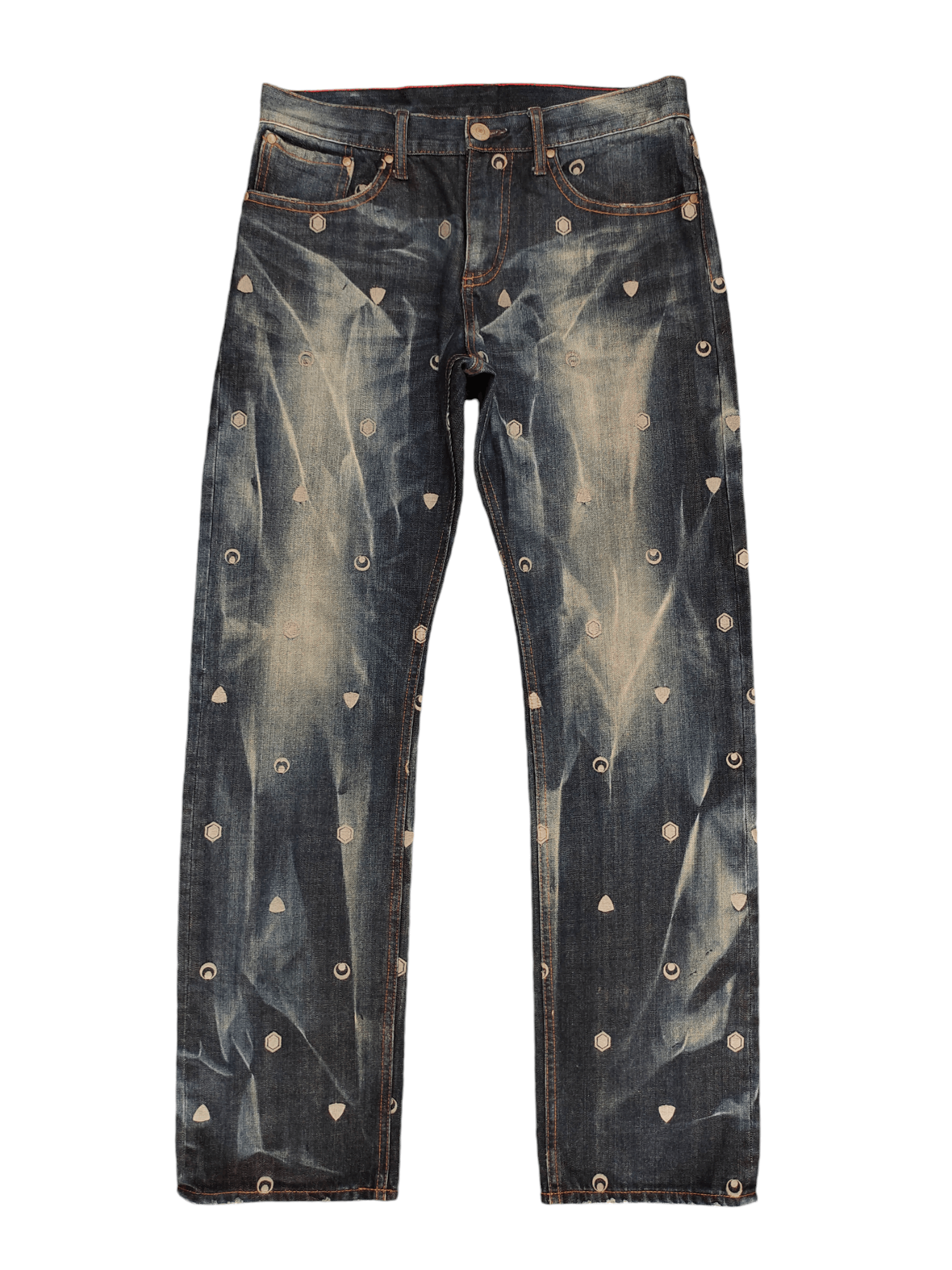 Comme des Garcons × Undercover Japanese Brand Takeo Kikuchi Embroidered Distress Faded Jean Size US 33 - 1 Thumbnail
