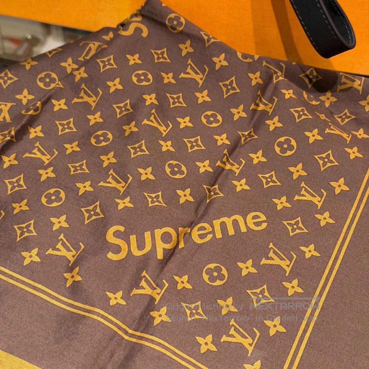 Louis Vuitton LV Supreme Collaboration Brown Scarf. Size ONE SIZE - 2 Thumbnail