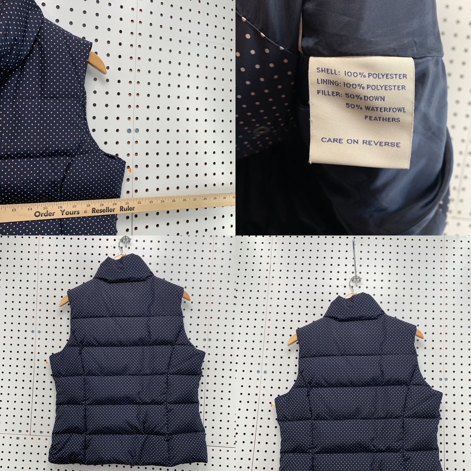 Vintage GH Bass Down Vest Womens M Polka Dot Sleeveless Puffer Jacket Medium Blue Vest Womens M Polka Dot Puffer Jacket Down Vest 20.5x25 Size M / US 6-8 / IT 42-44 - 9 Thumbnail