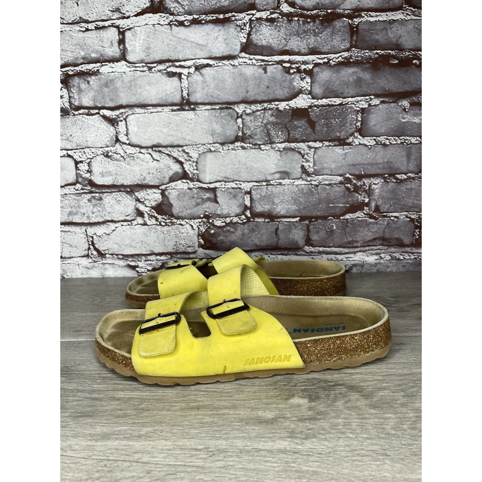 Other Sanosan Yellow Leather Arizona Slides Casual Cork Sandals Wo Size US 9.5 / IT 39.5 - 19 Thumbnail