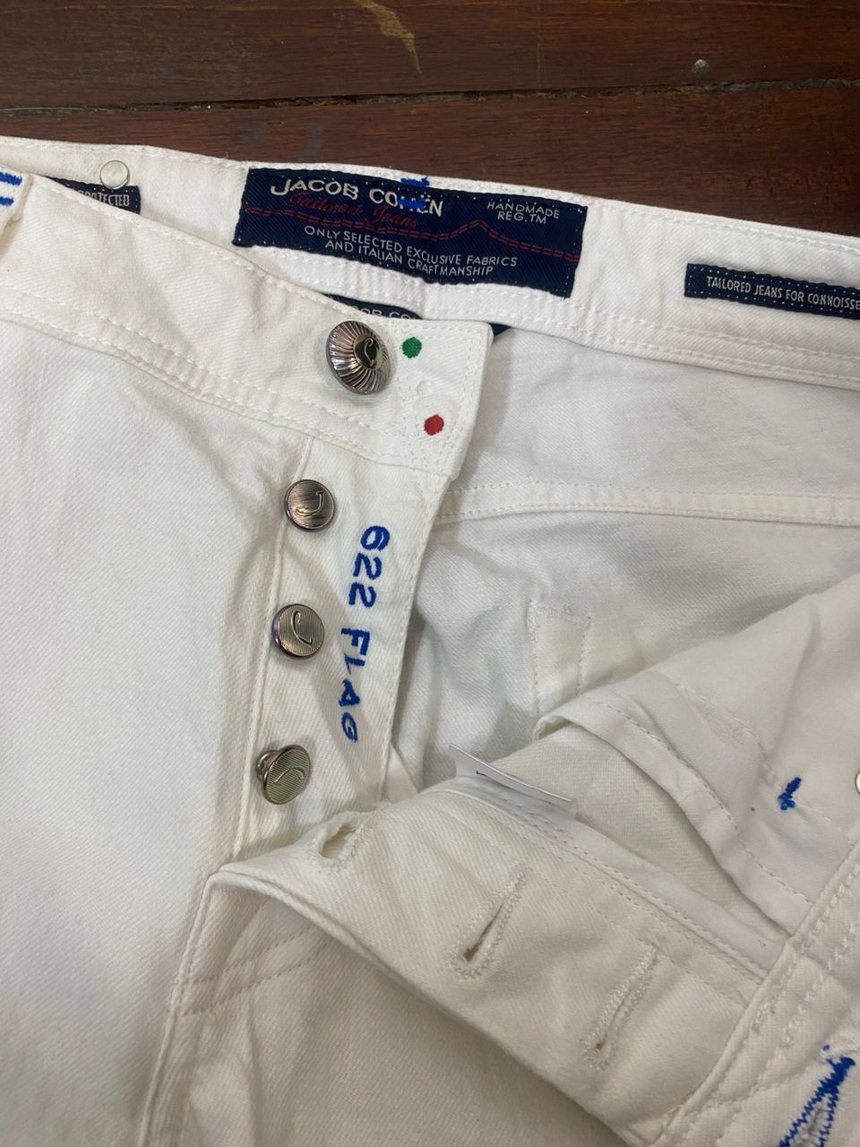 Designer × Jacob Cohen Unisex🔥Jacob cohen handmade white denim pants Size US 34 / EU 50 - 9 Thumbnail