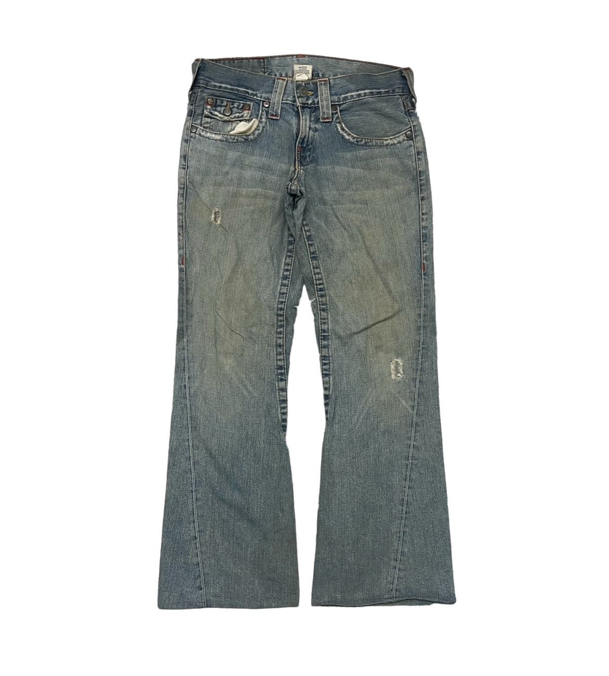 True Religion 90s TRUE RELIGION FLARE DENIM DISTRESSED Size US 30 / EU 46 - 2 Thumbnail