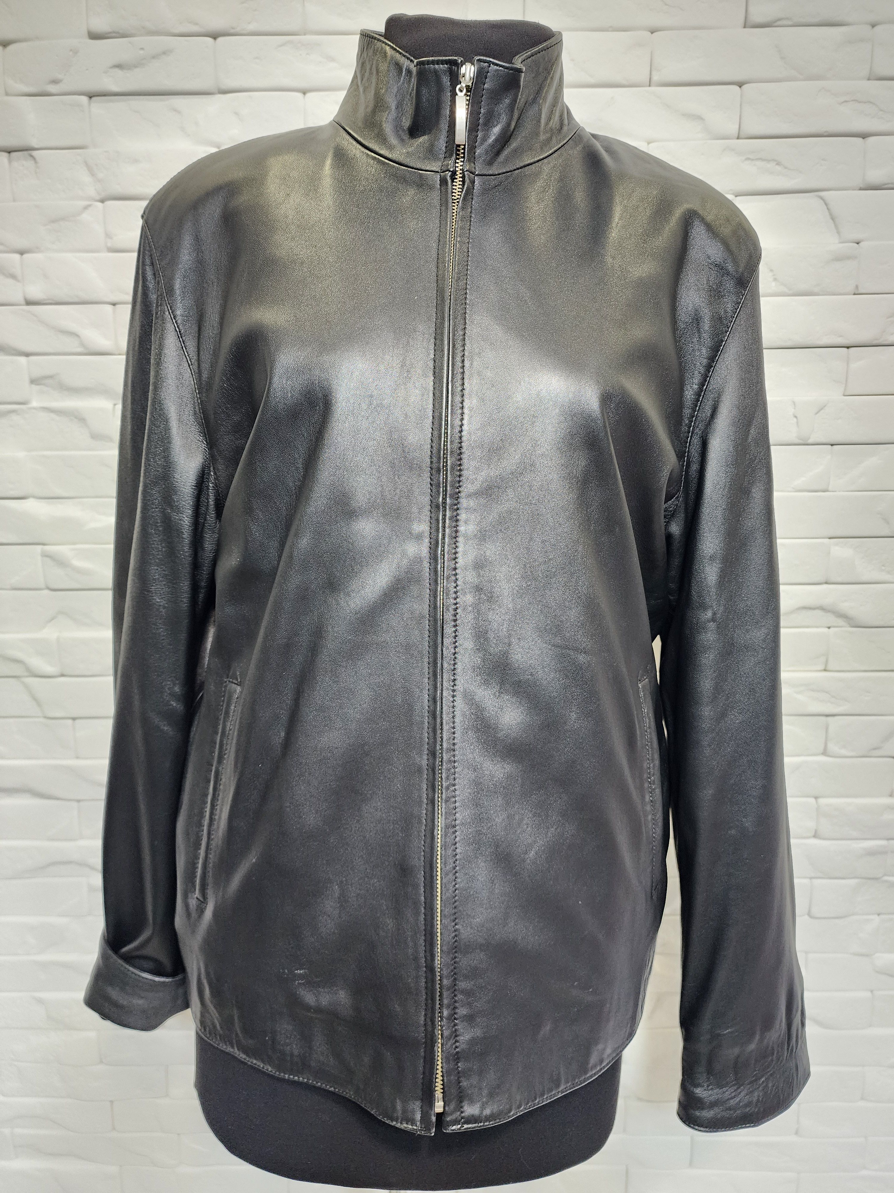 Genuine Leather Black Genuine Leather Jacket: Men's Zippered Style Size US L / EU 52-54 / 3 - 1 Thumbnail