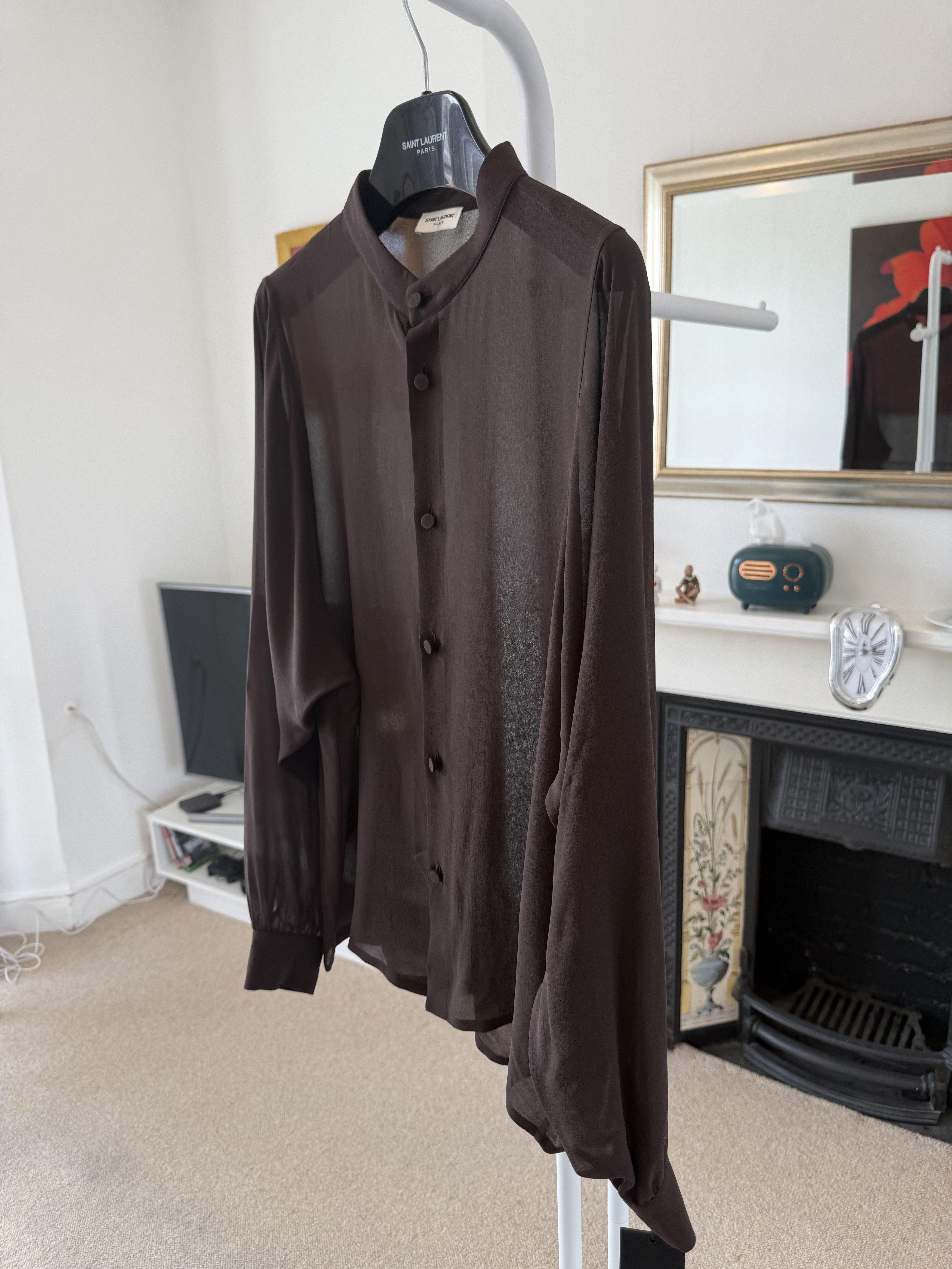 Saint Laurent Paris SS23 Saint Laurent Silk Brown Shirt Size US M / EU 48-50 / 2 - 2 Thumbnail