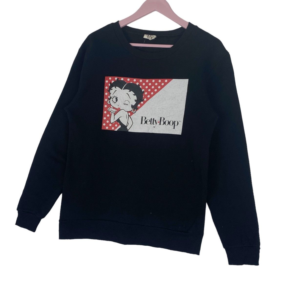 Designer × Vintage Betty Boop Sweatshirt Black Crewneck Pullover Jumper Size S / US 4 / IT 40 - 3 Thumbnail