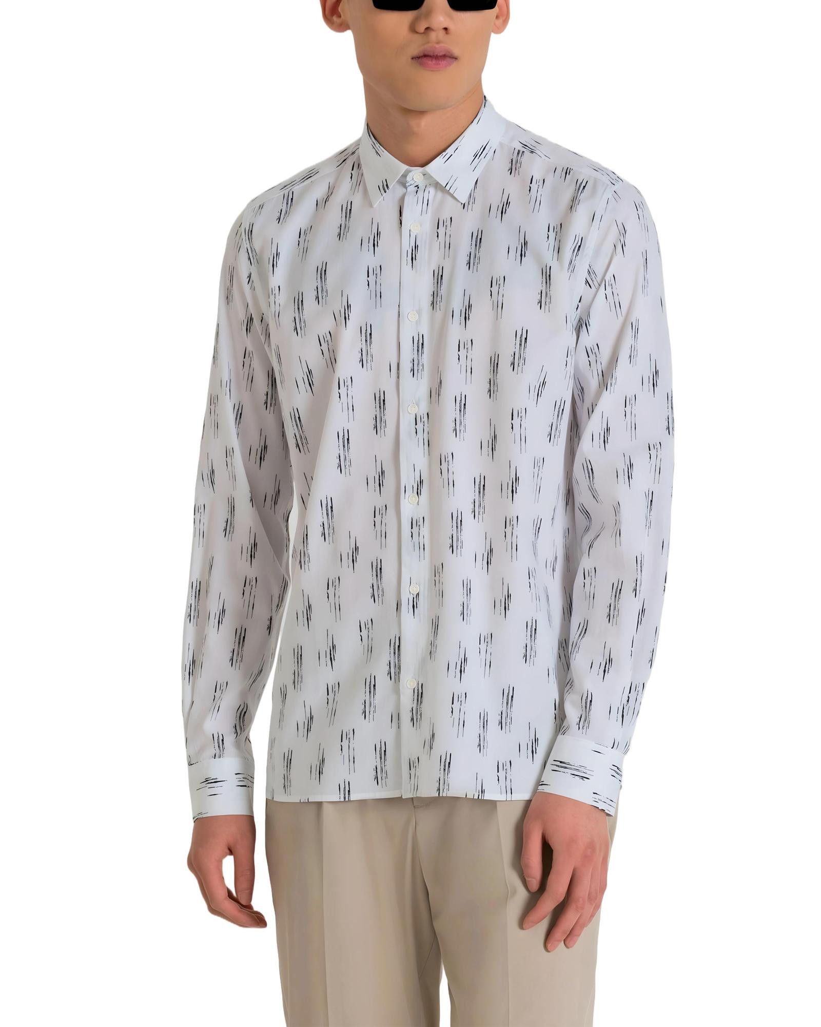 image of Antony Morato Printed Long Sleeve Shirt in White, Men's (Size XS)