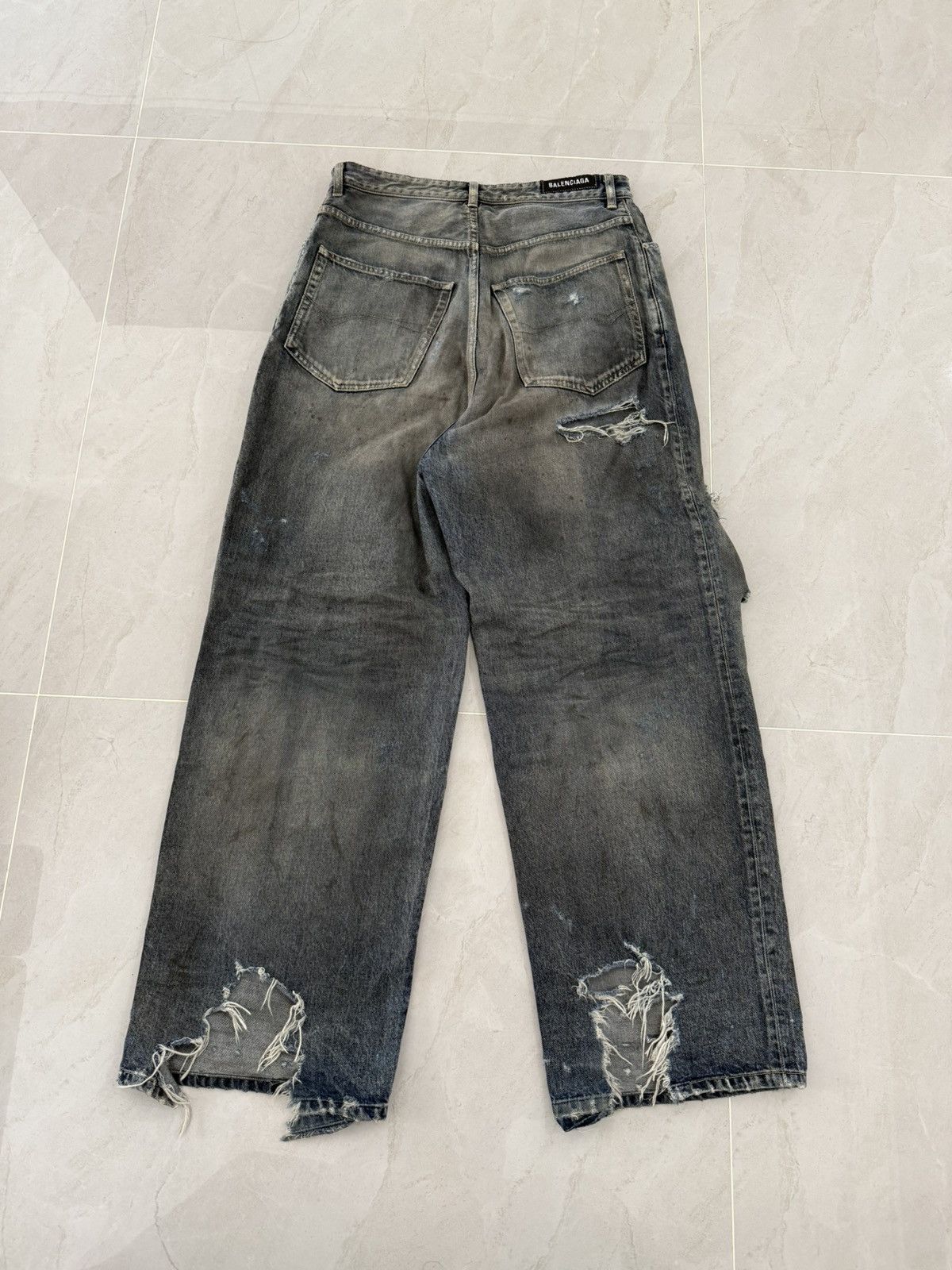 Balenciaga *RARE* Balenciaga SS23 Mud Oil Spilled Denim Baggy Version Size US 32 / EU 48 - 3 Thumbnail