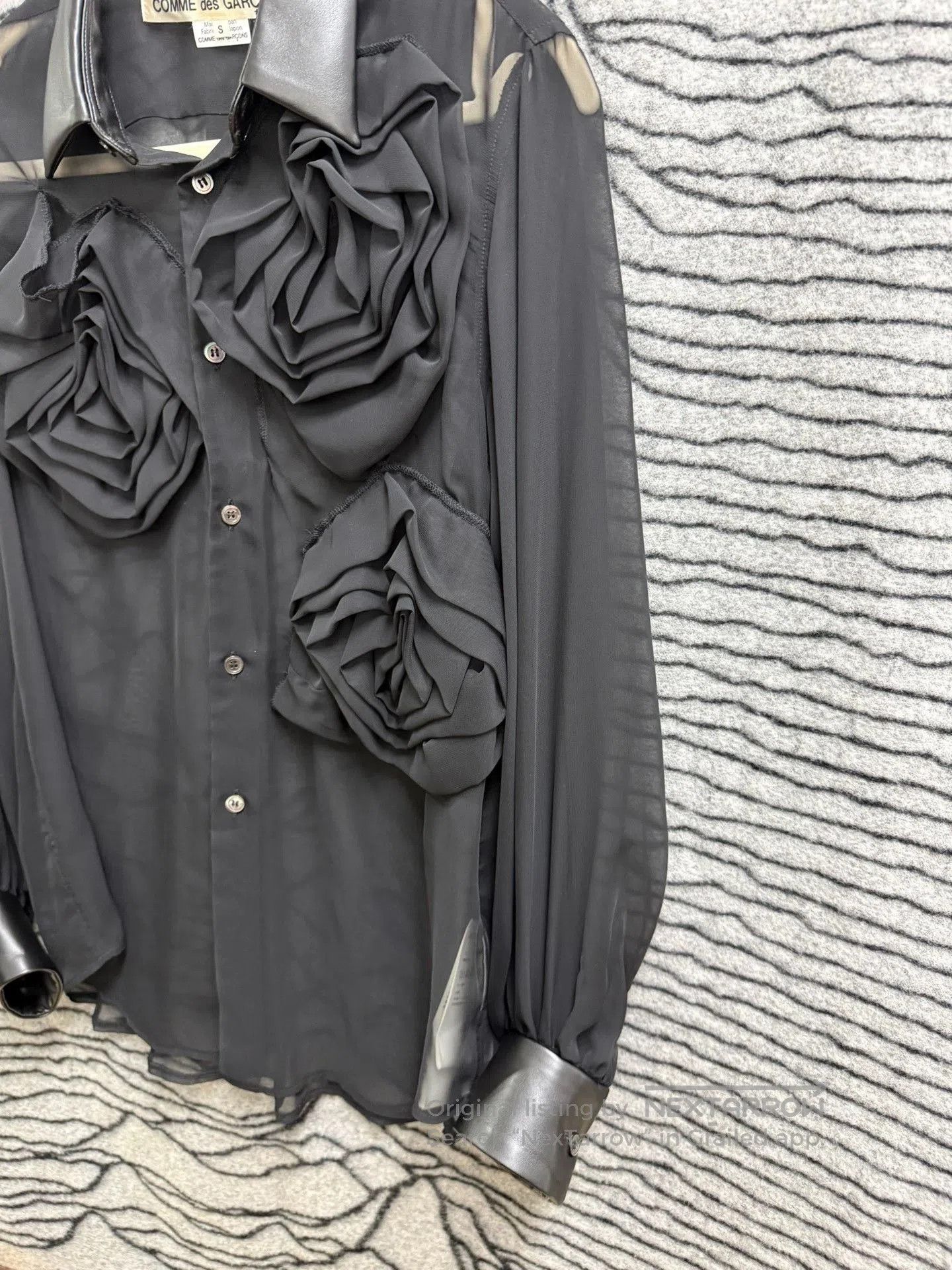Comme des Garcons Comme des Garcons Rose Mesh Leather Collar Shirt. Size S / US 4 / IT 40 - 3 Thumbnail