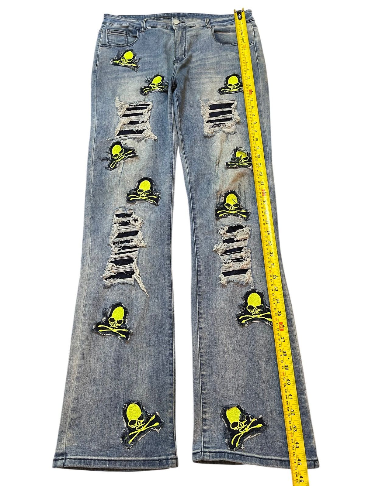 KMRii Japanese Brand Seditionaries Skull Patches Distress Jeans Size US 34 / EU 50 - 12 Thumbnail