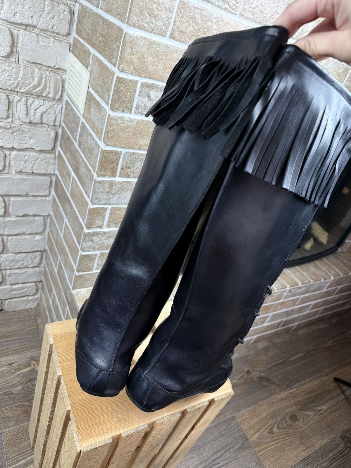Gucci 1999 Gucci Tom Ford Black Lace Up Knee Leather Moccasin Boot Size US 10.5 / IT 40.5 - 7 Thumbnail