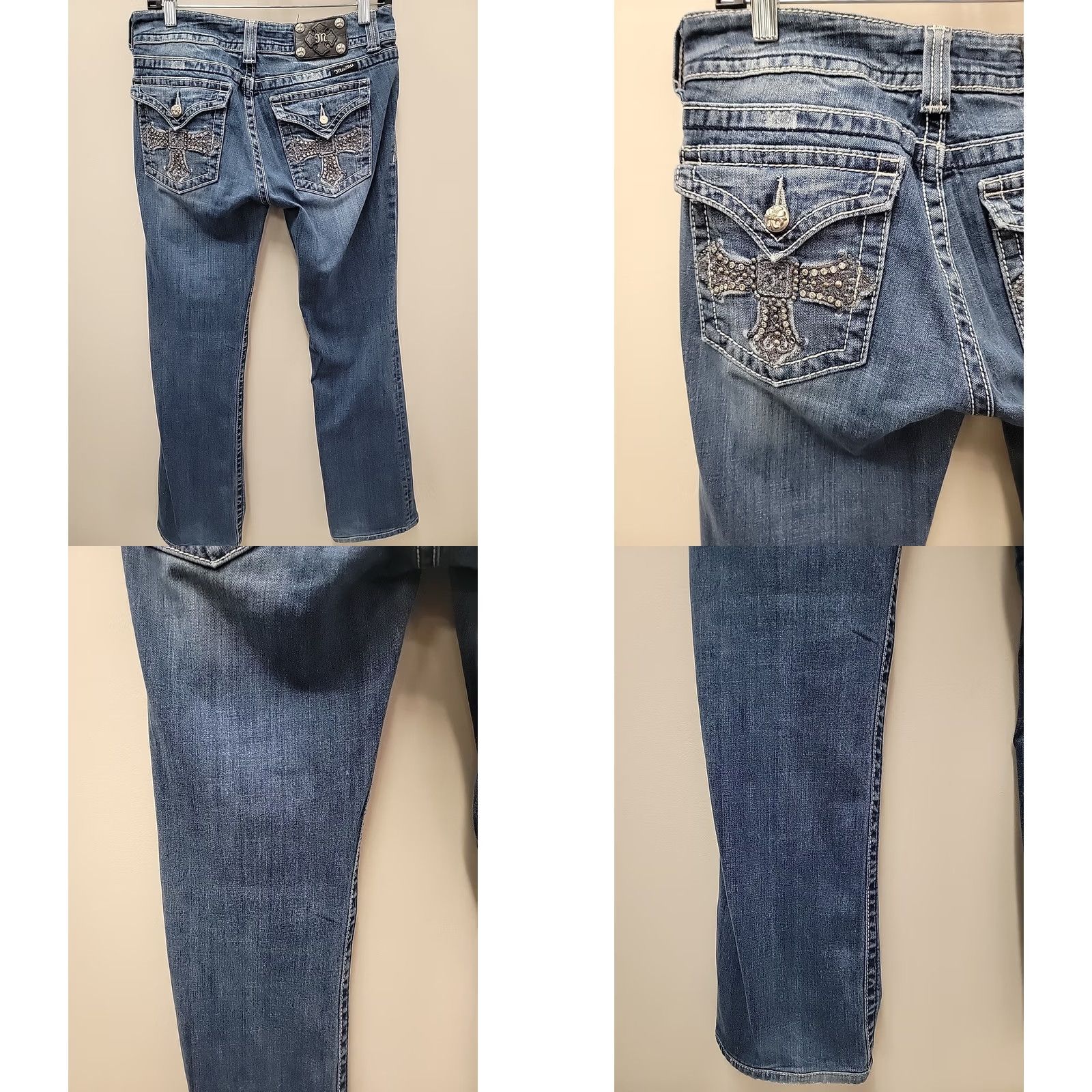 Miss Me Miss Me Jeans Bootcut 30x34 Blue Embroidered Stretch Denim Women's Regular Jeans 5-Pocket JP504688 Size 30" / US 8 / IT 44 - 8 Thumbnail