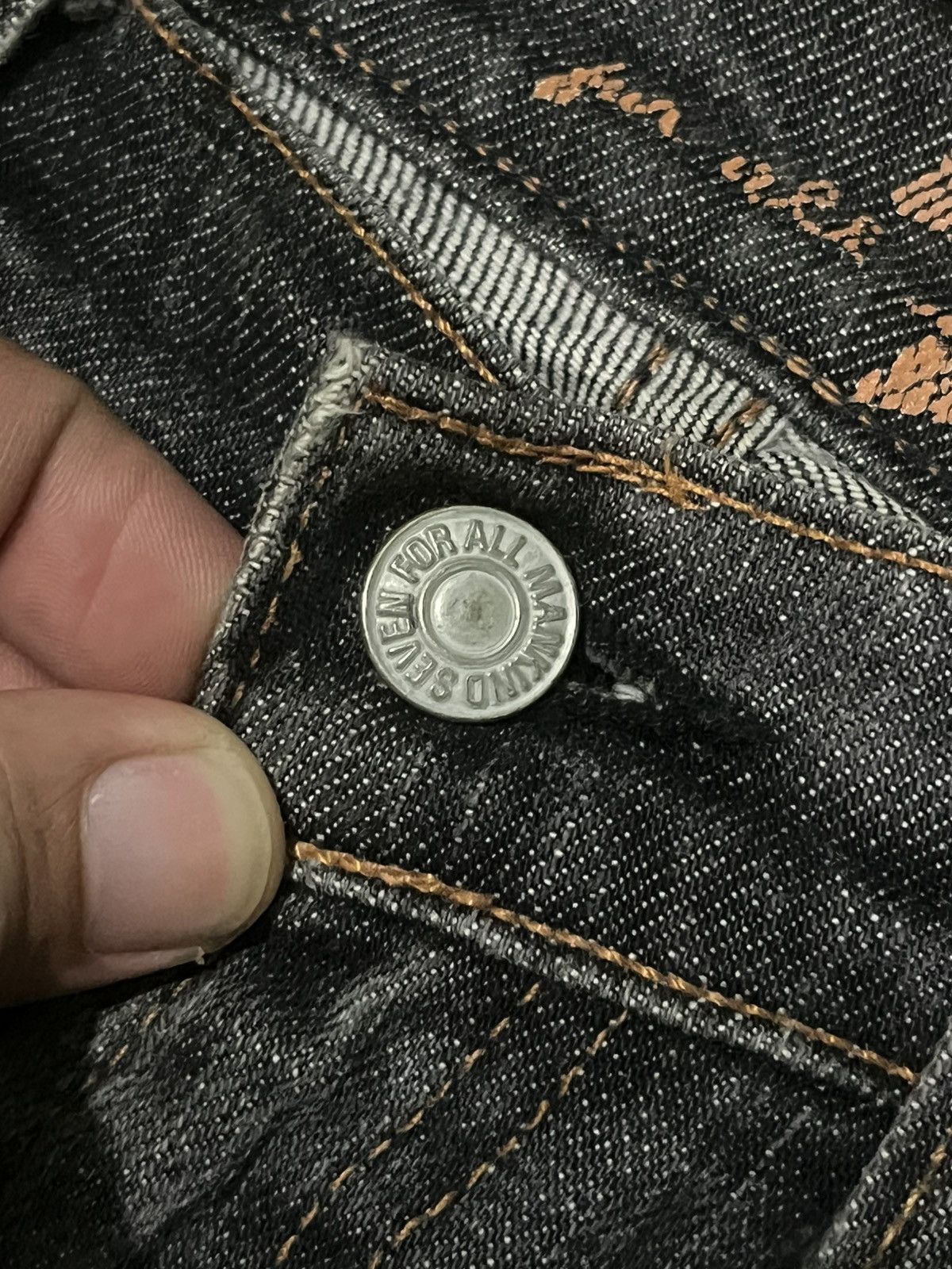 7 For All Mankind 7 For All Mankind Black Faded Washed Distressed Flare Jeans Size 29" - 5 Thumbnail