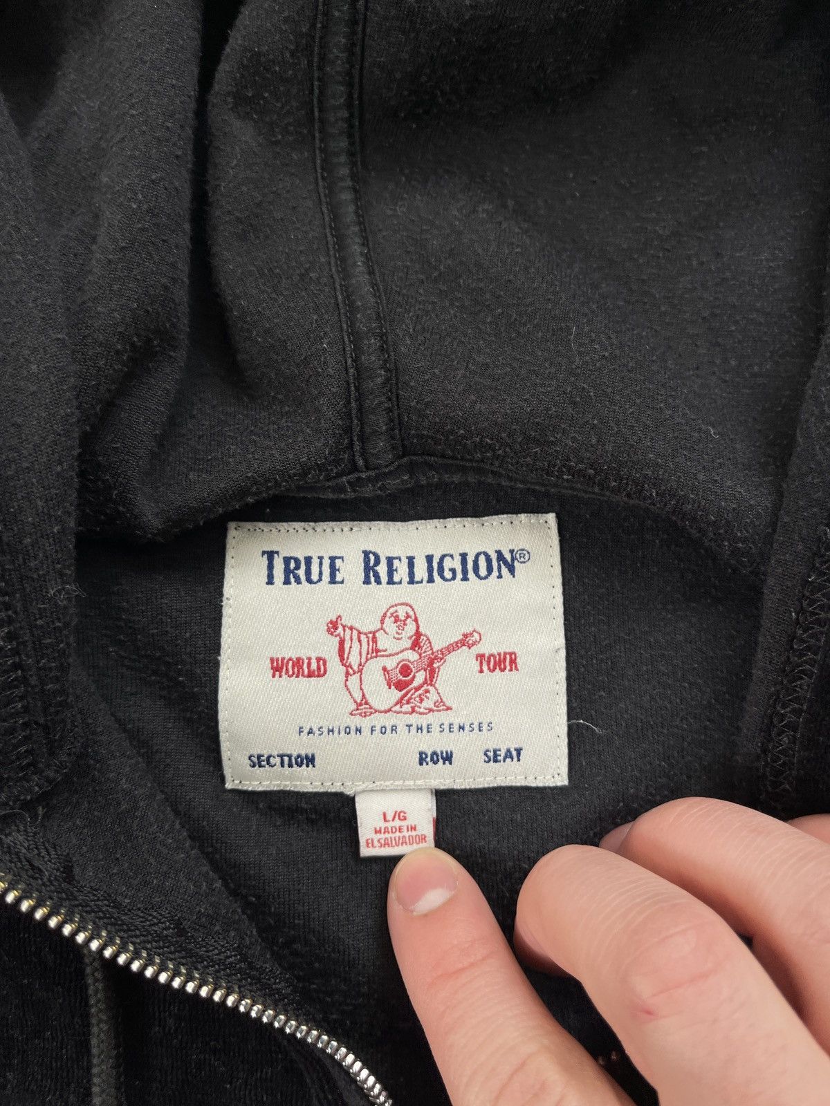 True Religion × Vintage VINTAGE TRUE RELIGION VELOUR Y2K ZIP UP HOODIE Size L / US 10 / IT 46 - 7 Thumbnail