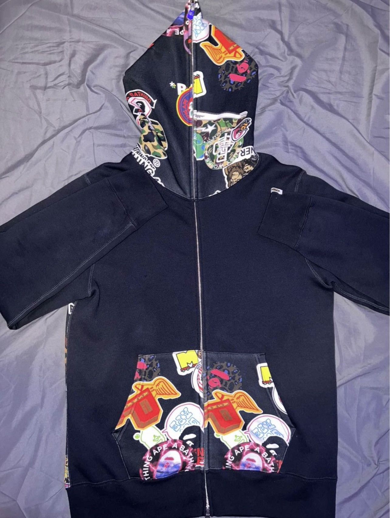 Bape Multi Motif Print Full Zip Hoodie | Grailed
