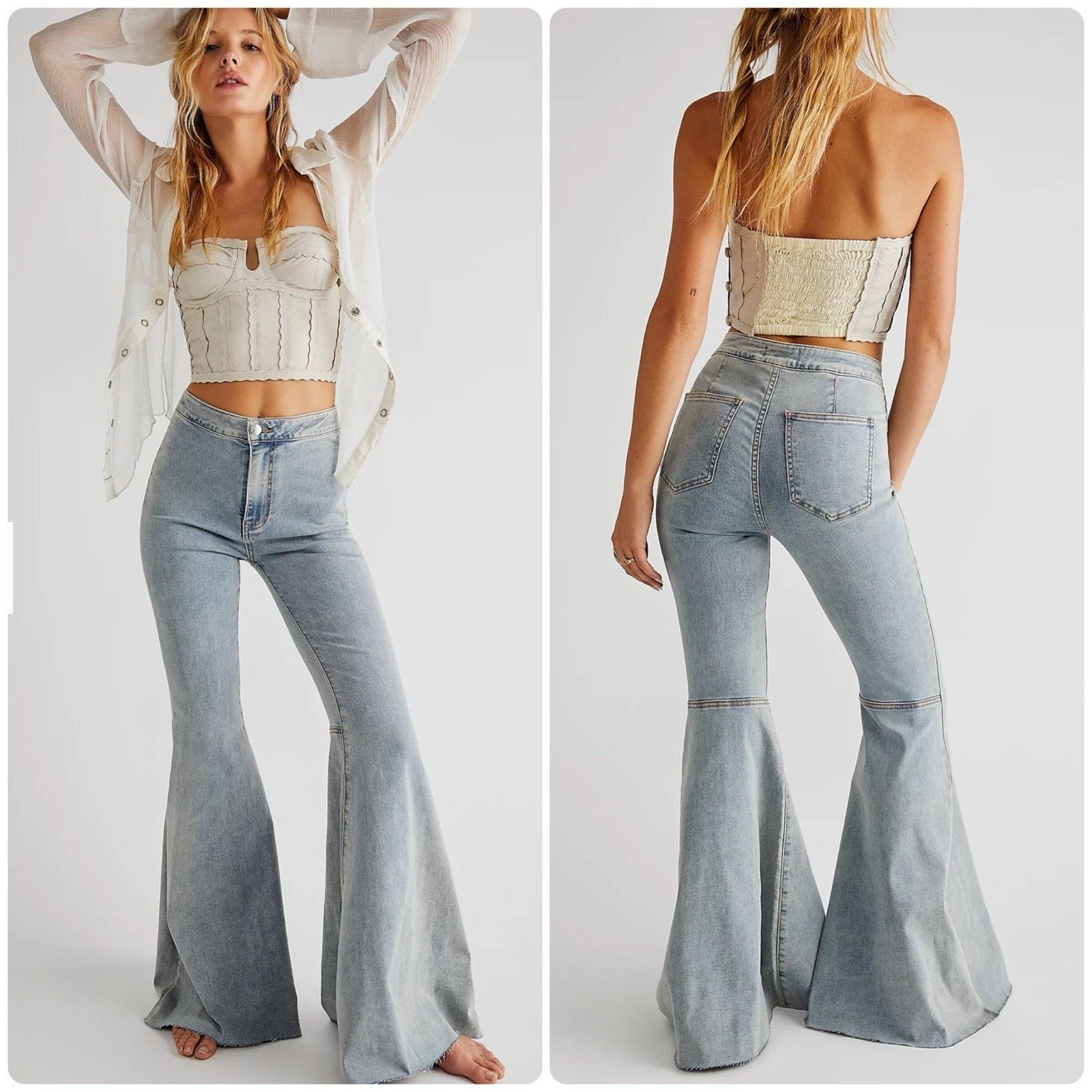 Free People FREE PEOPLE Just Float On Flare Jeans Vintage Bell Bottom 30 Size 30" / US 8 / IT 44 - 1 Thumbnail