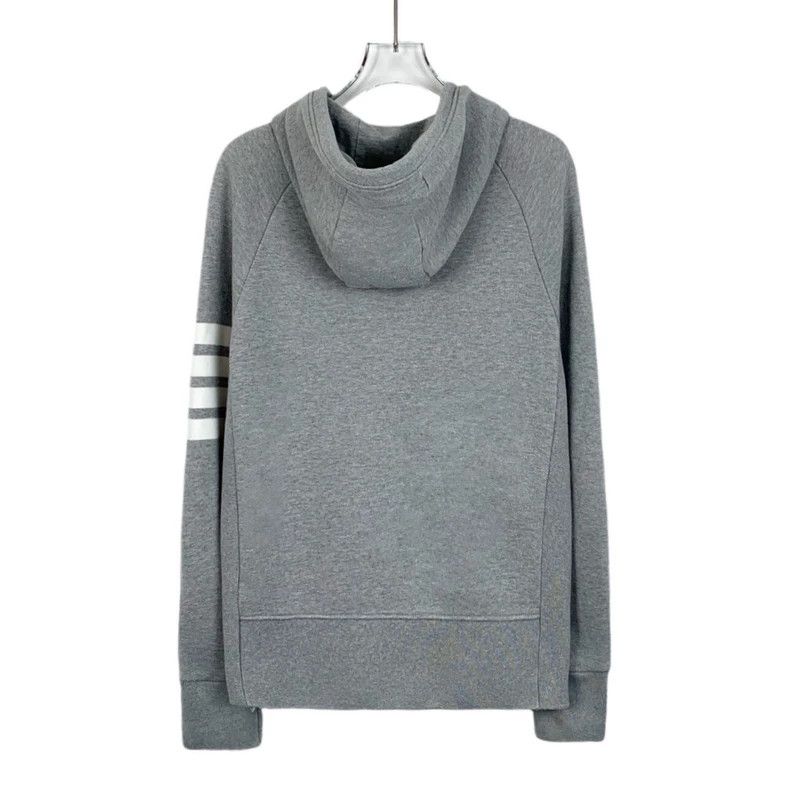 Thom Browne Thom Browne Gray classic four-bar cotton hooded drawstring Size US M / EU 48-50 / 2 - 2 Thumbnail