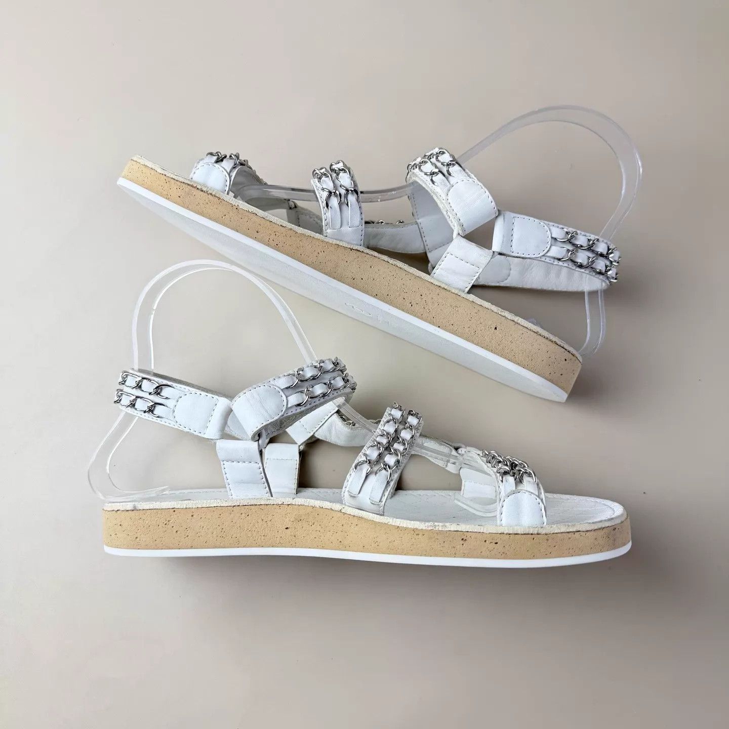 Chanel Chanel Silver Chain CC Silver Buckle Sandals EUR 38 99 New Size US 7.5 / IT 37.5 - 6 Thumbnail