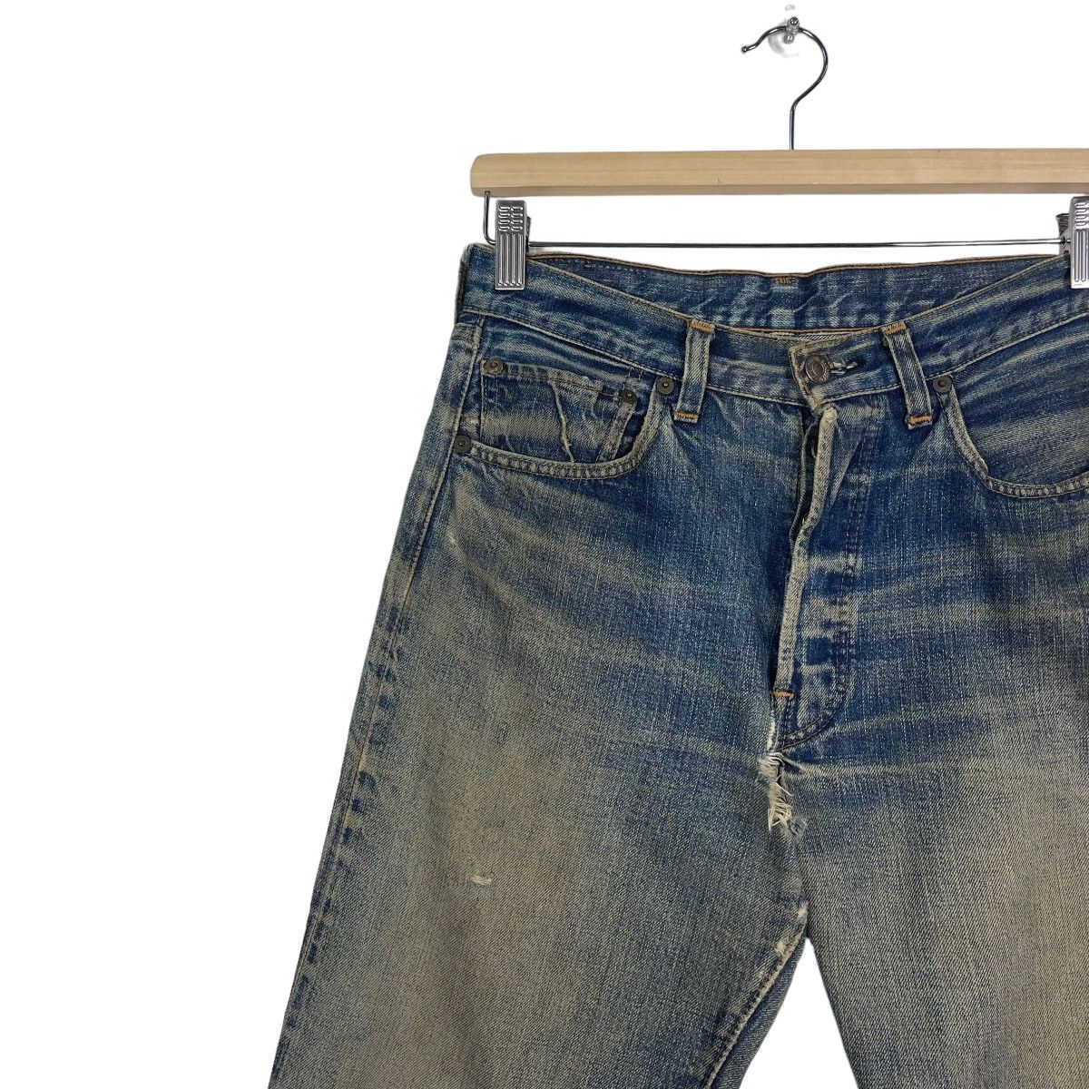 Levi's 80s Levis Selvedge Ripped Denim Jean Buttonfly Snap Button 6 Size US 29 - 6 Thumbnail