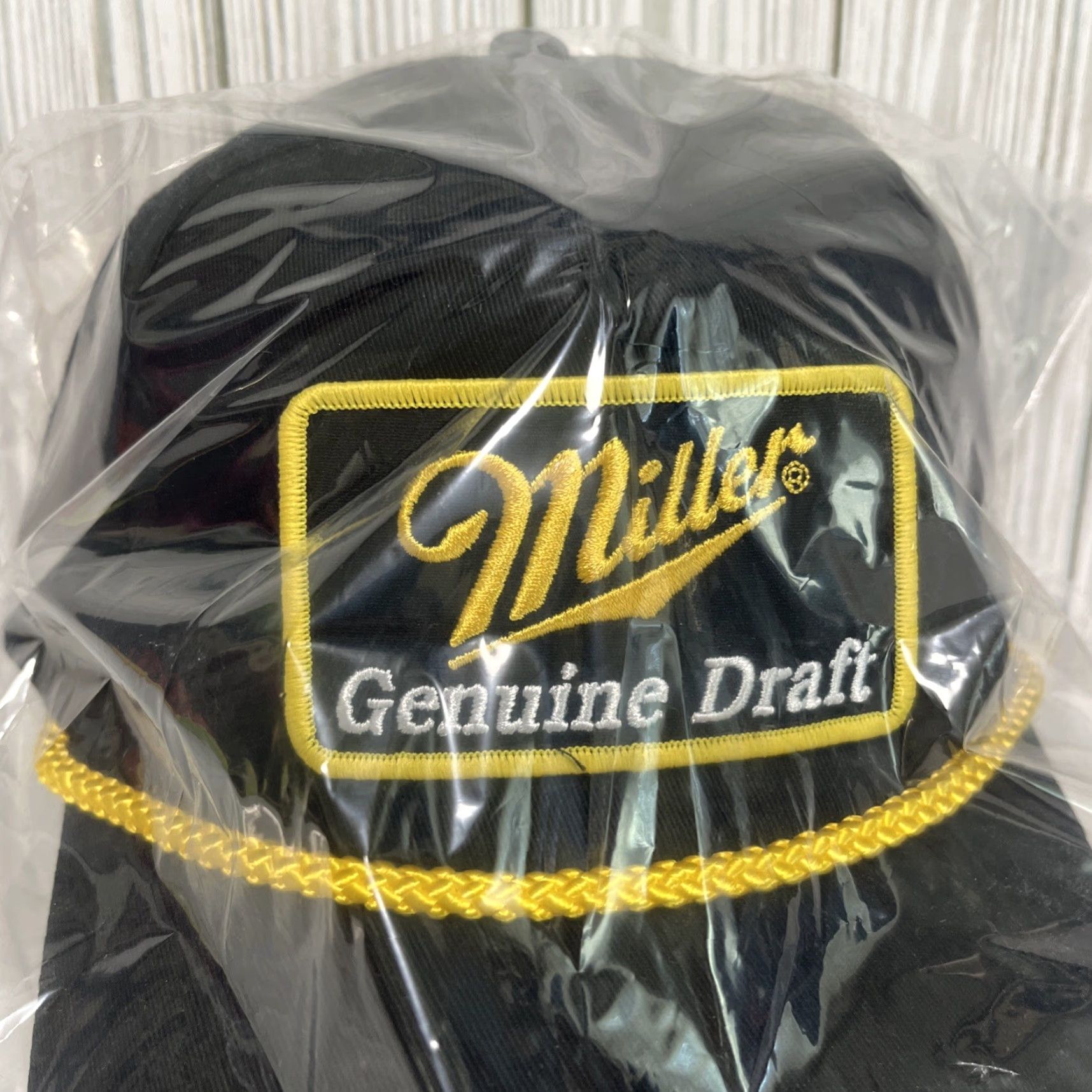 American Needle Miller Genuine Draft Hat Cap Snap Back Rope Trucker Patch MGD Beer Black Gold Size ONE SIZE - 6 Thumbnail