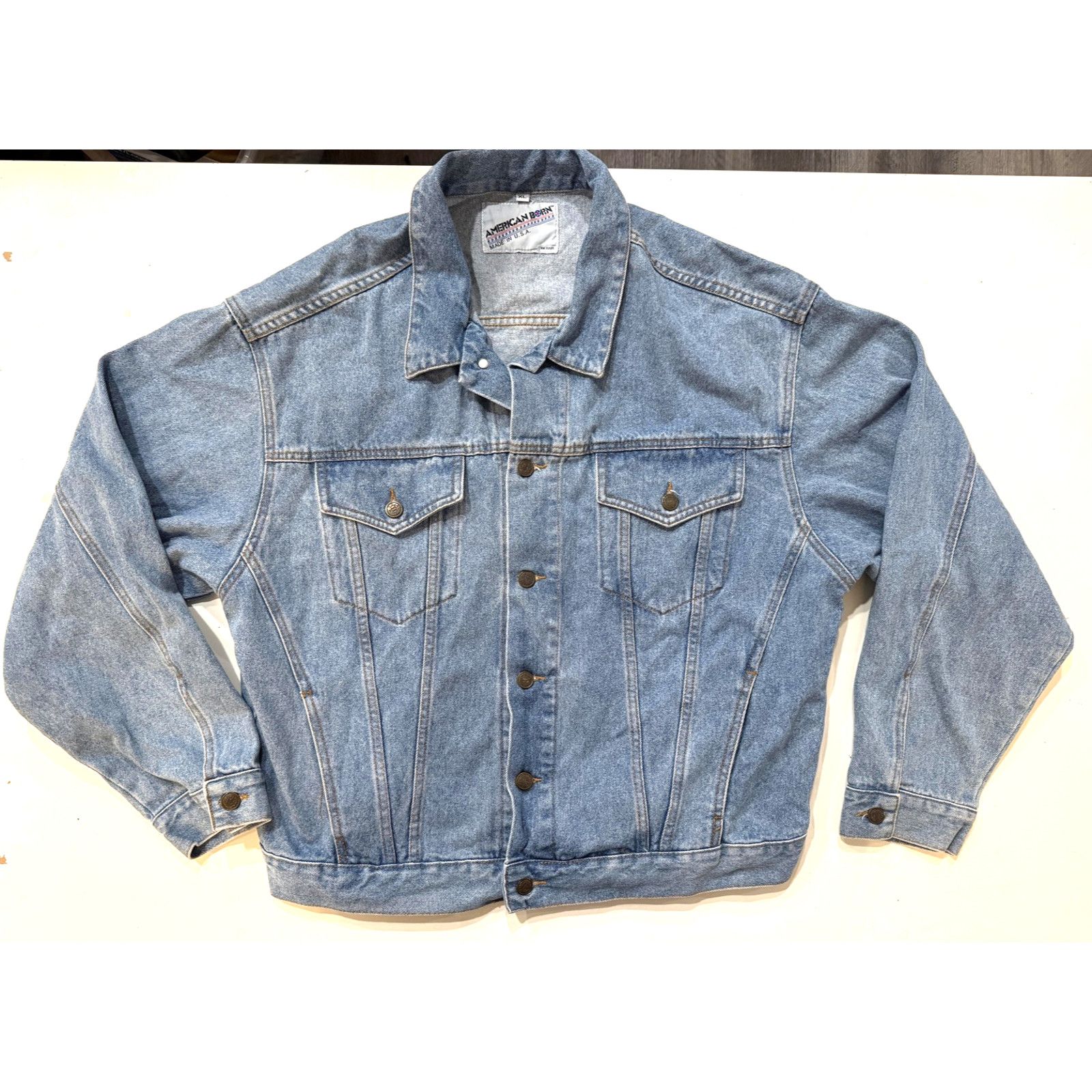 & Other Stories Vintage 80s American Born Denim Trucker Jacket XL Made USA Size US XL / EU 56 / 4 - 1 Thumbnail