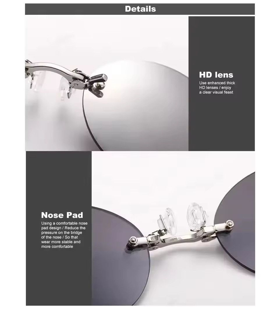 Electric Visual Clip On Nose Glasses Round Rimless Matrix Morpheus Sunglasse Size ONE SIZE - 3 Thumbnail