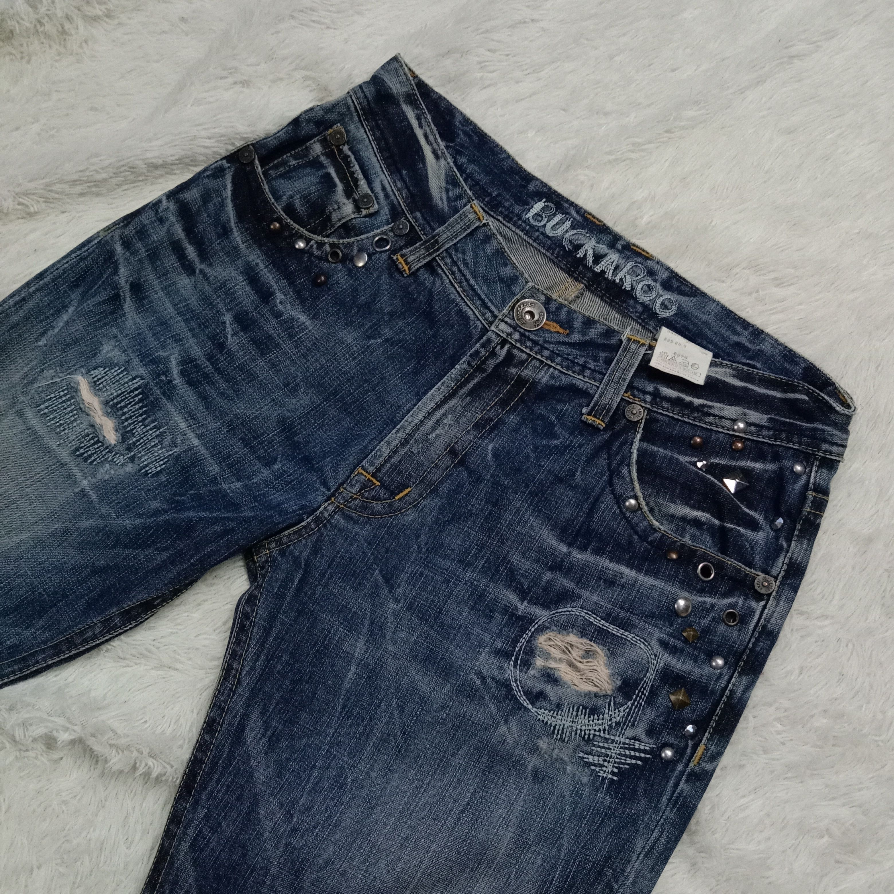 If Six Was Nine 🇯🇵 Distressed Indigo Buckaroo Japanese Sashiko BoroJeans Size US 32 / EU 48 - 3 Thumbnail