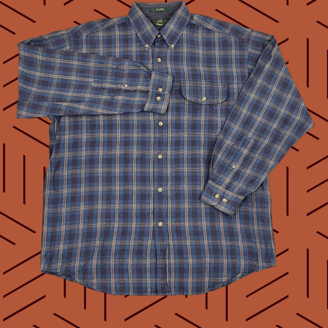Orvis Orvis Shirt Mens L Blue Plaid Linen Blend Button-Up Long Sleeve VTG - Classic Outdoor, Casual, Travel, Workwear, Button-Down, Blue Plaid, Cotton Linen Size US L / EU 52-54 / 3 - 1 Thumbnail