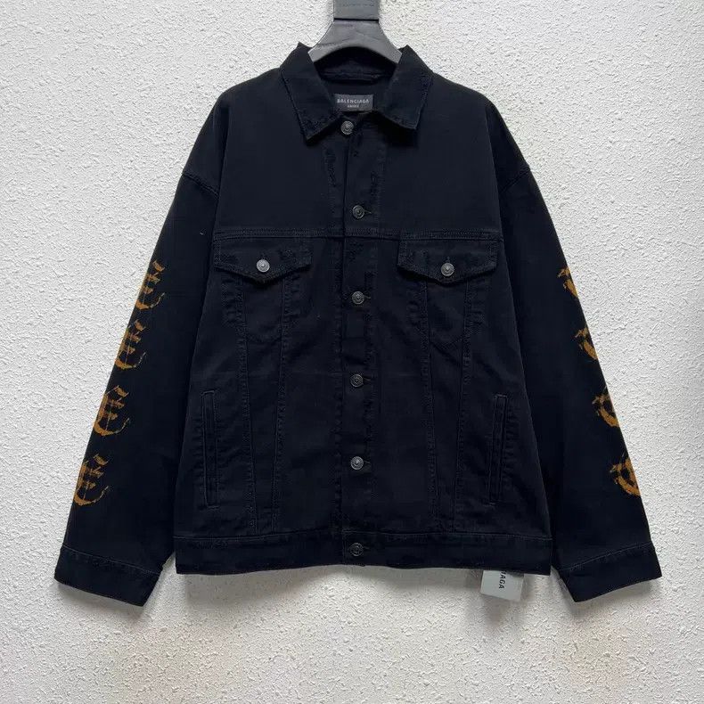 Balenciaga Balenciaga Sanskrit Destroyed Denim Jacket Size US M / EU 48-50 / 2 - 1 Thumbnail