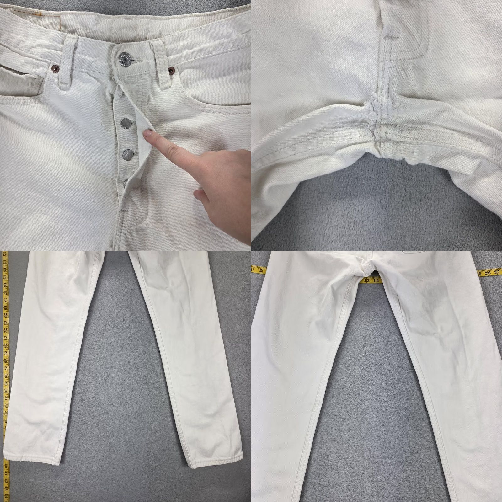 Levi's VINTAGE Levi's 501 Jeans Mens White Light Wash Straight Button Fly 28x31 Fits 28x31 Mens Jeans White Light Wash 501 Straight Button Fly USA Size US 28 / EU 44 - 9 Thumbnail