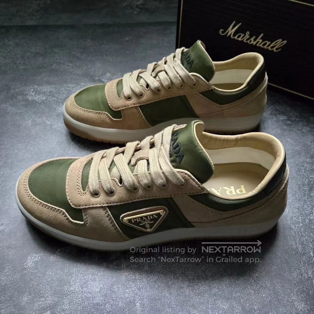 Prada Prada Downtown Moss Green Triangle Logo Sneakers. Size US 6 / EU 39 - 1 Thumbnail