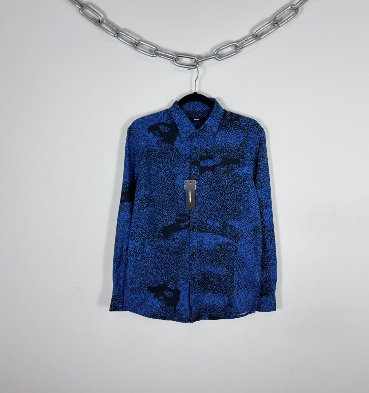 Diesel Diesel Luxx NWT Men’s Blue/Black AOP Long Sleeve Shirt Size US M / EU 48-50 / 2 - 1 Thumbnail