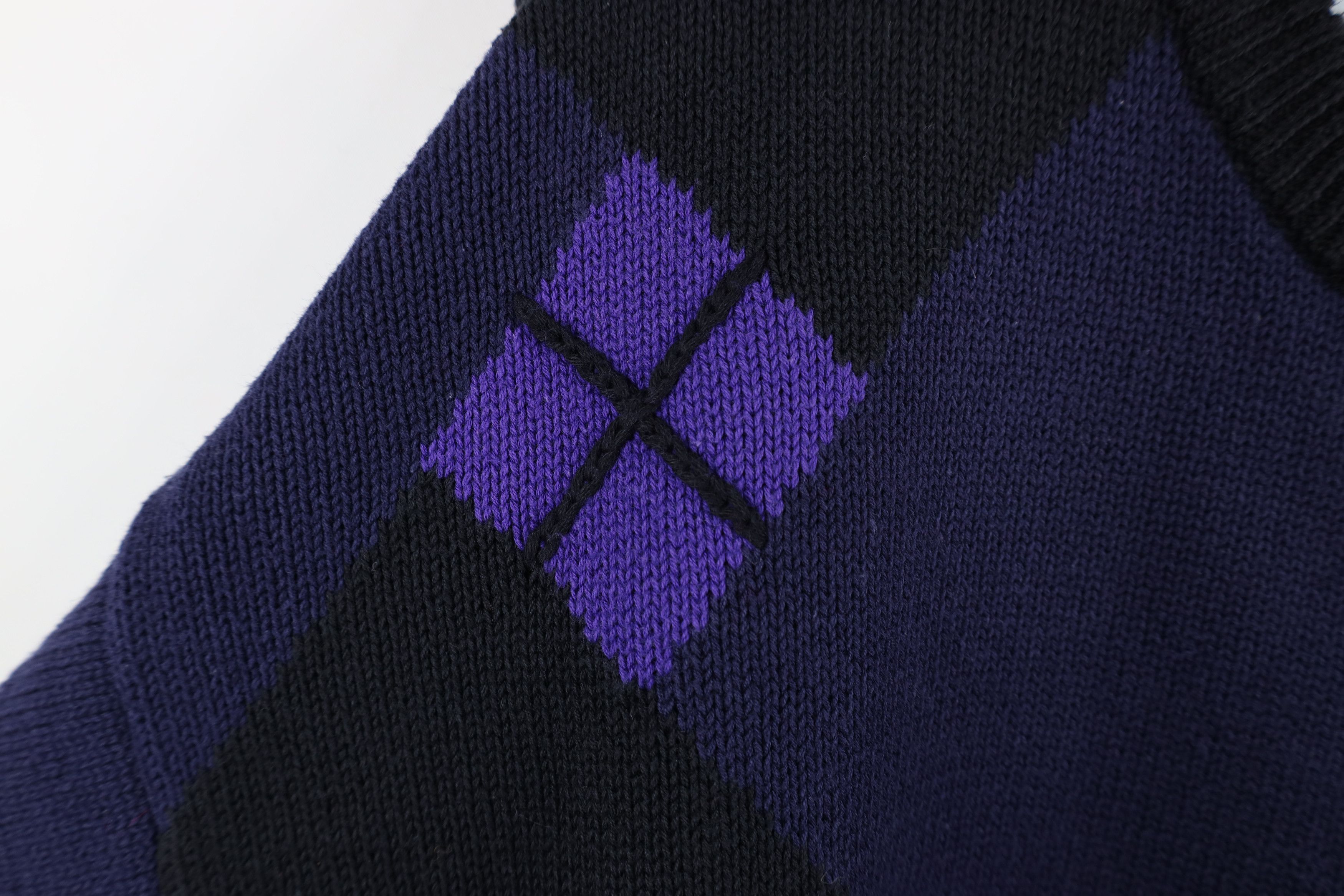 Vintage Vintage 90s Streetwear Argyle Diamond Knit Crewneck Sweater Size US L / EU 52-54 / 3 - 8 Thumbnail