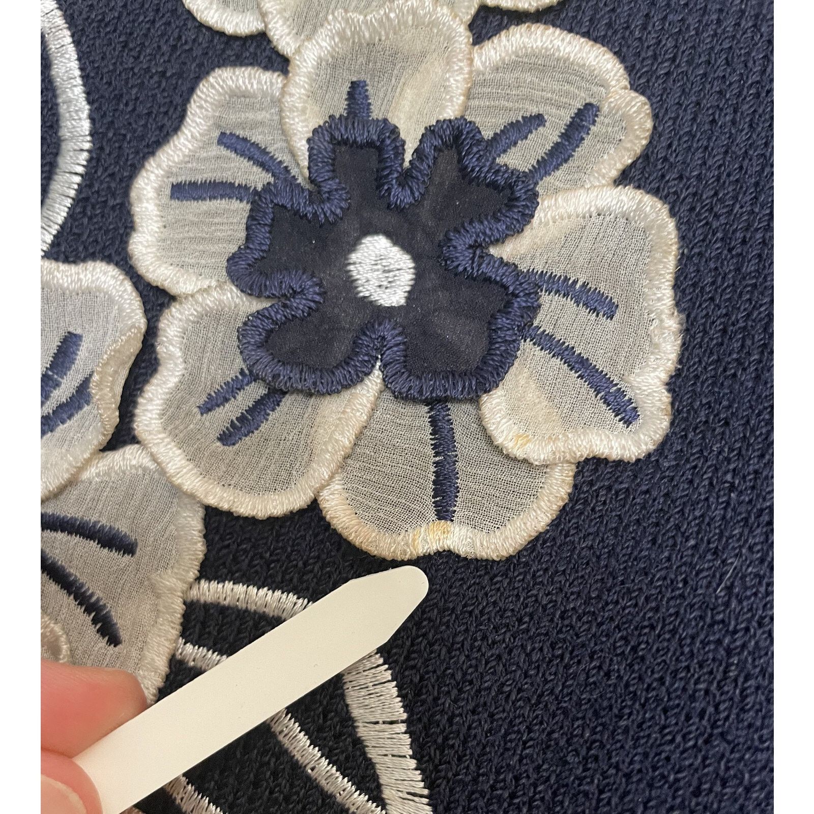 St. John St John Navy Blue White Floral Trim Cardigan Sweater XL Size XL / US 12-14 / IT 48-50 - 8 Thumbnail
