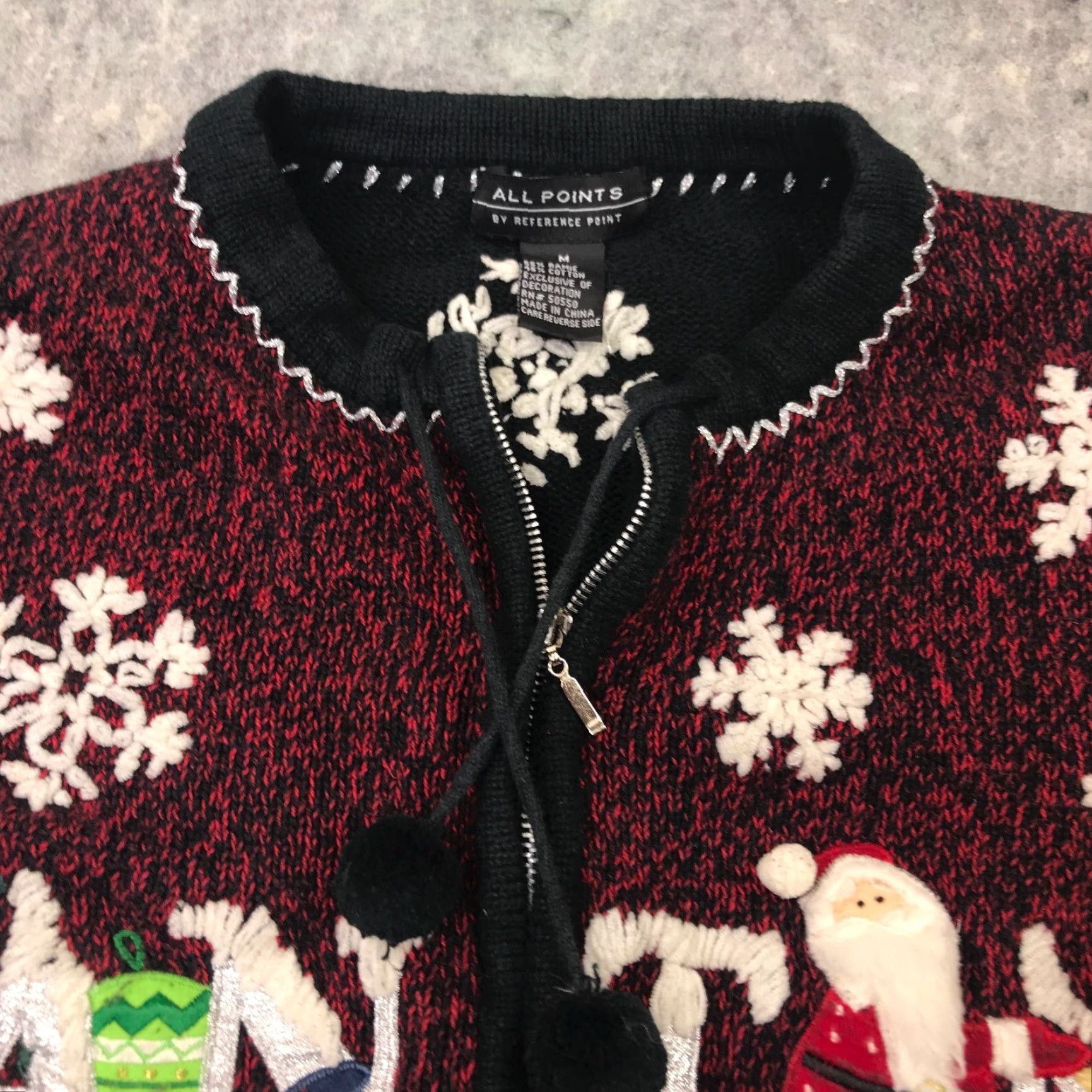Vintage VINTAGE All Points Sweater Womens Medium Black Christmas Holiday Santa Snowflake Womens Size M / US 6-8 / IT 42-44 - 7 Thumbnail