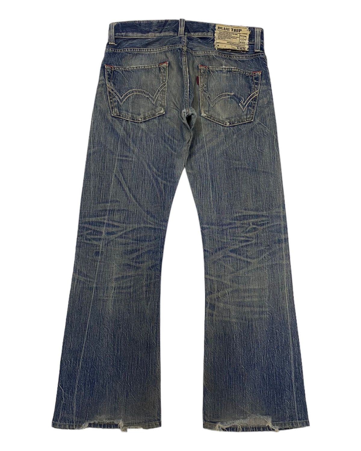 Edwin 🔥FLARE JEANS EDWIN 503 BLUE TRIP DISTRESSED DENIM JEANS Size US 32 / EU 48 - 3 Thumbnail