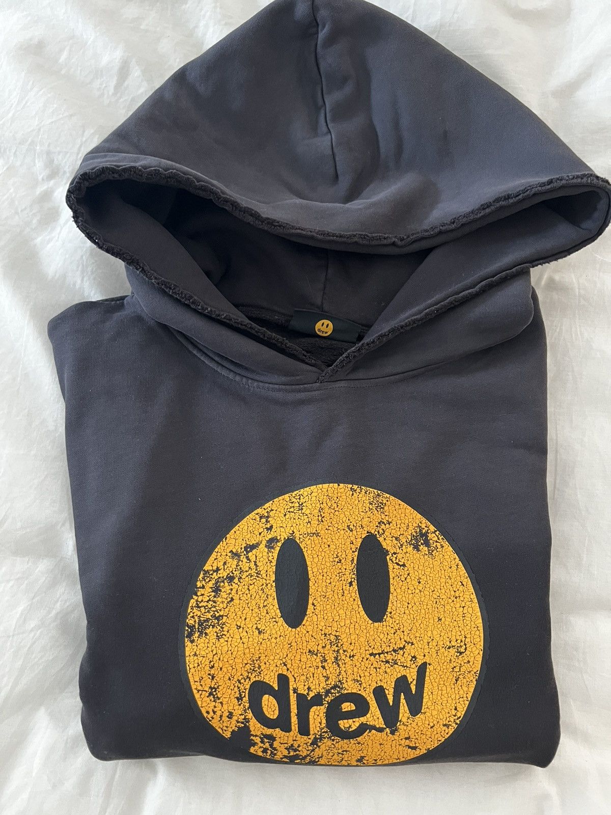 image of Drew House Black Faded Deconstructed Hoodie, Men's (Size Large)