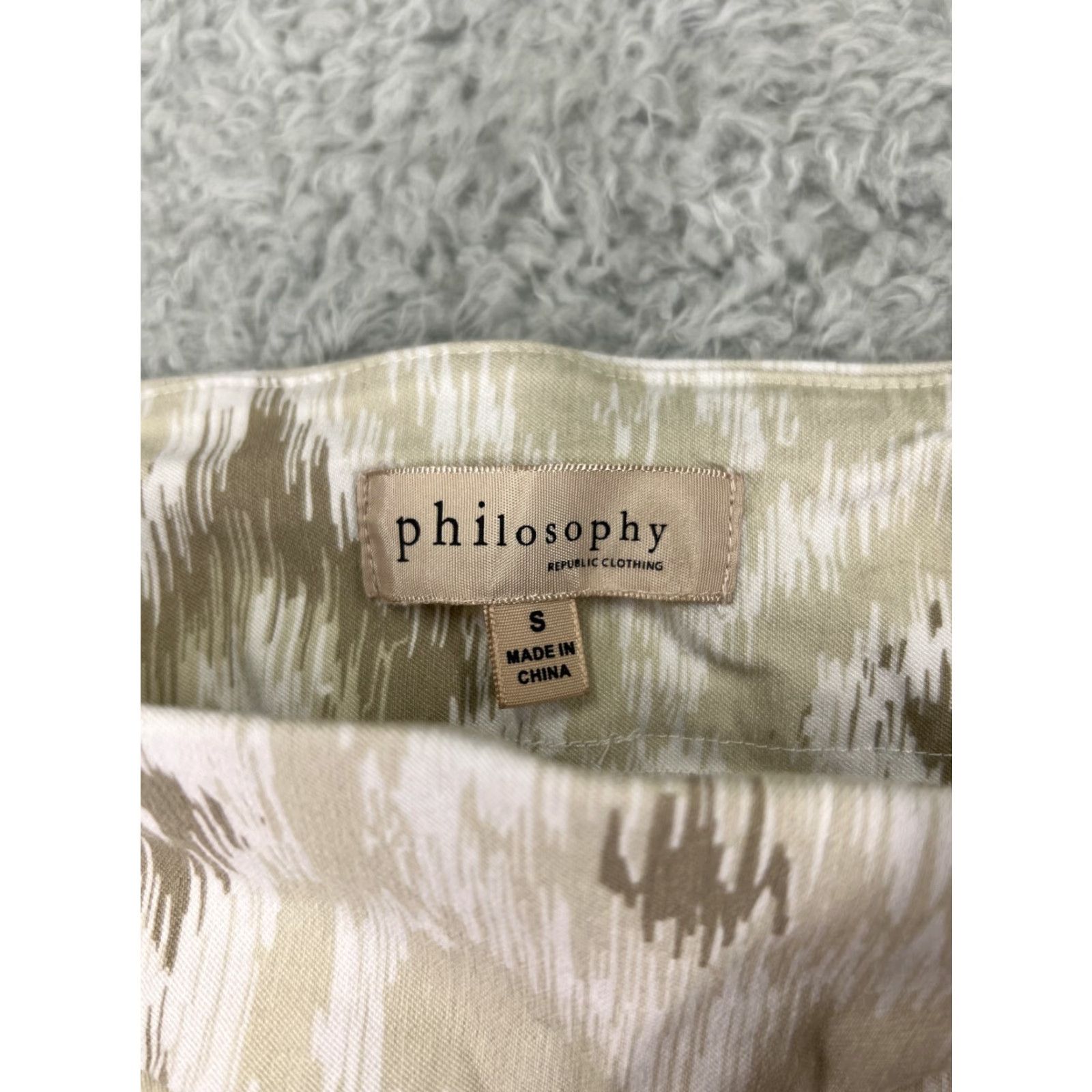 Vintage Philosophy Pants Women's Small Beige Diamond Pattern Rayon Blend Stretch Pull On Shirt? Size 28" / US 6 / IT 42 - 3 Thumbnail
