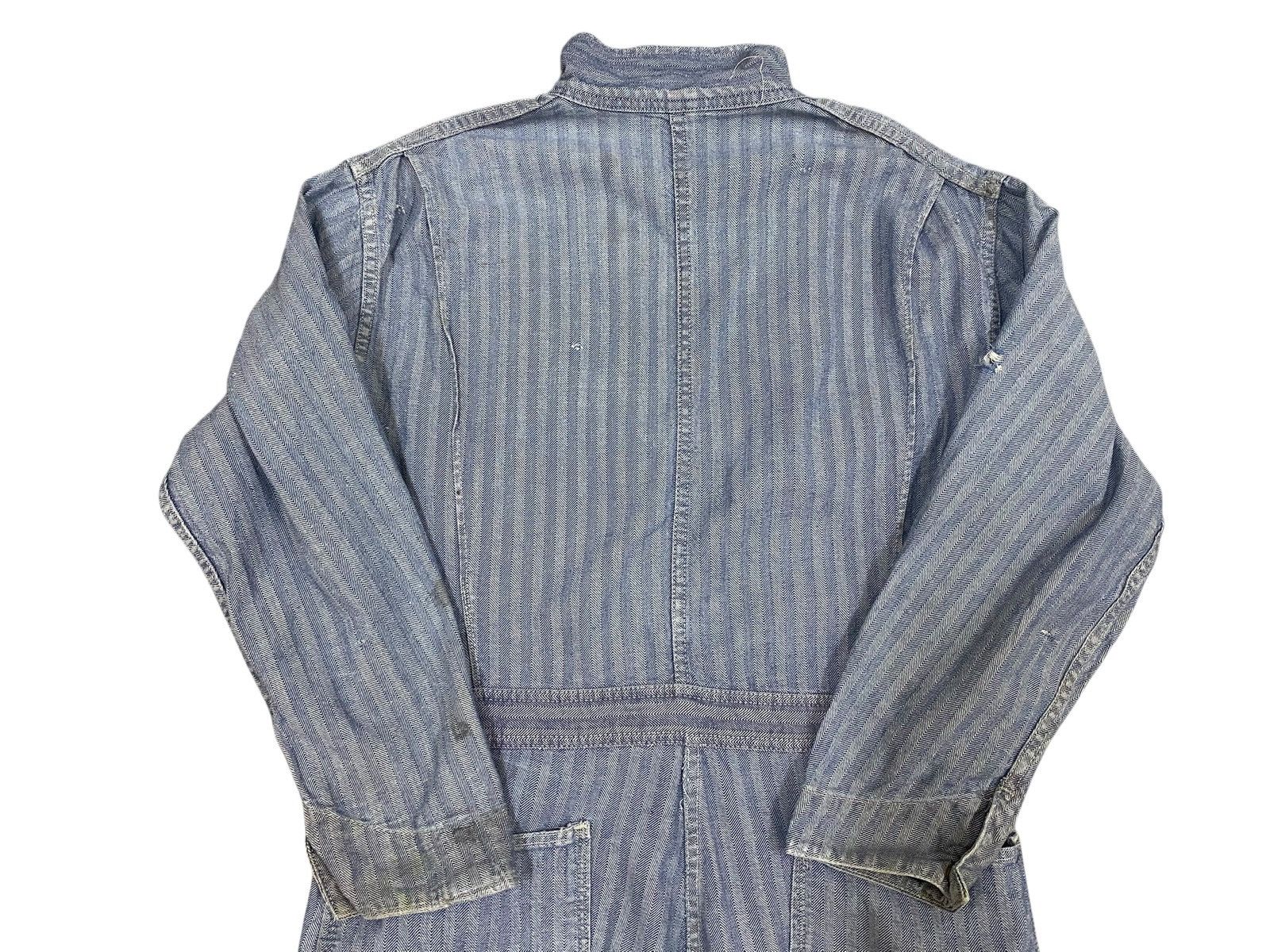 Sears VTG 40s Sears HBT Herringbone Thrashed Striped Jumpsuit Size US 43 - 4 Thumbnail