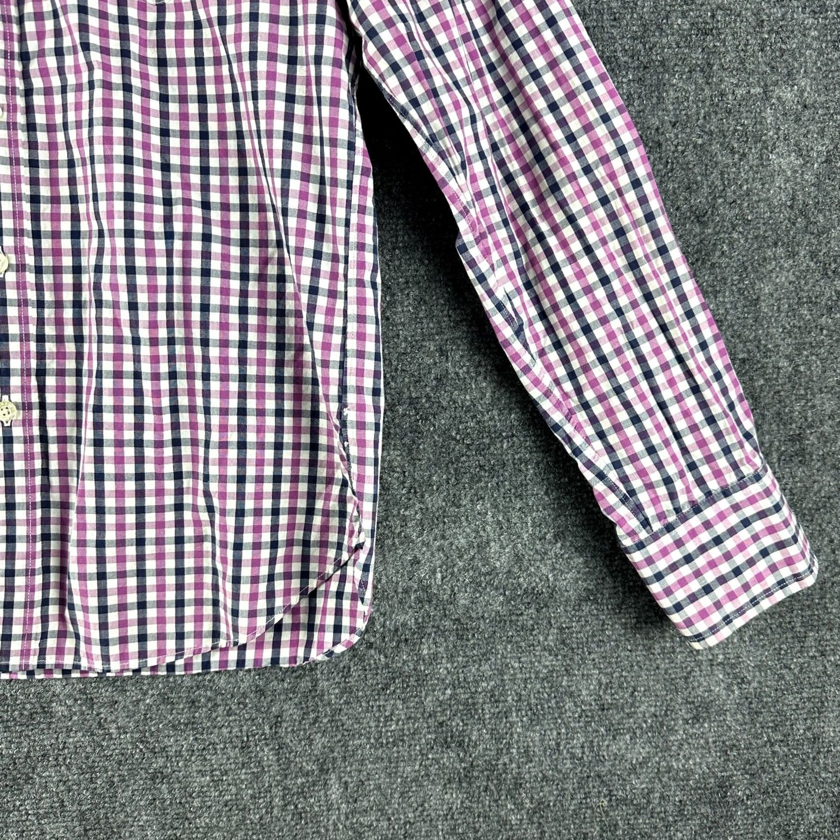 J.Crew J.CREW Shirt Mens Medium Slim Fit Purple Blue Check Cotton Button Down Pocket Size US M / EU 48-50 / 2 - 2 Thumbnail