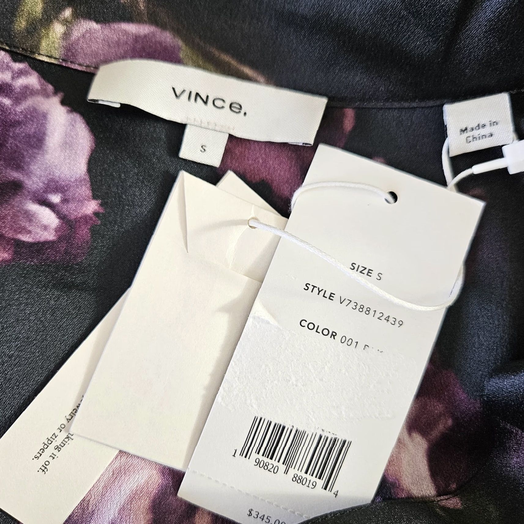 Vince Vince Womens Blouse Night Garden Silk Popover Top Sz S Purple Size S / US 4 / IT 40 - 6 Thumbnail