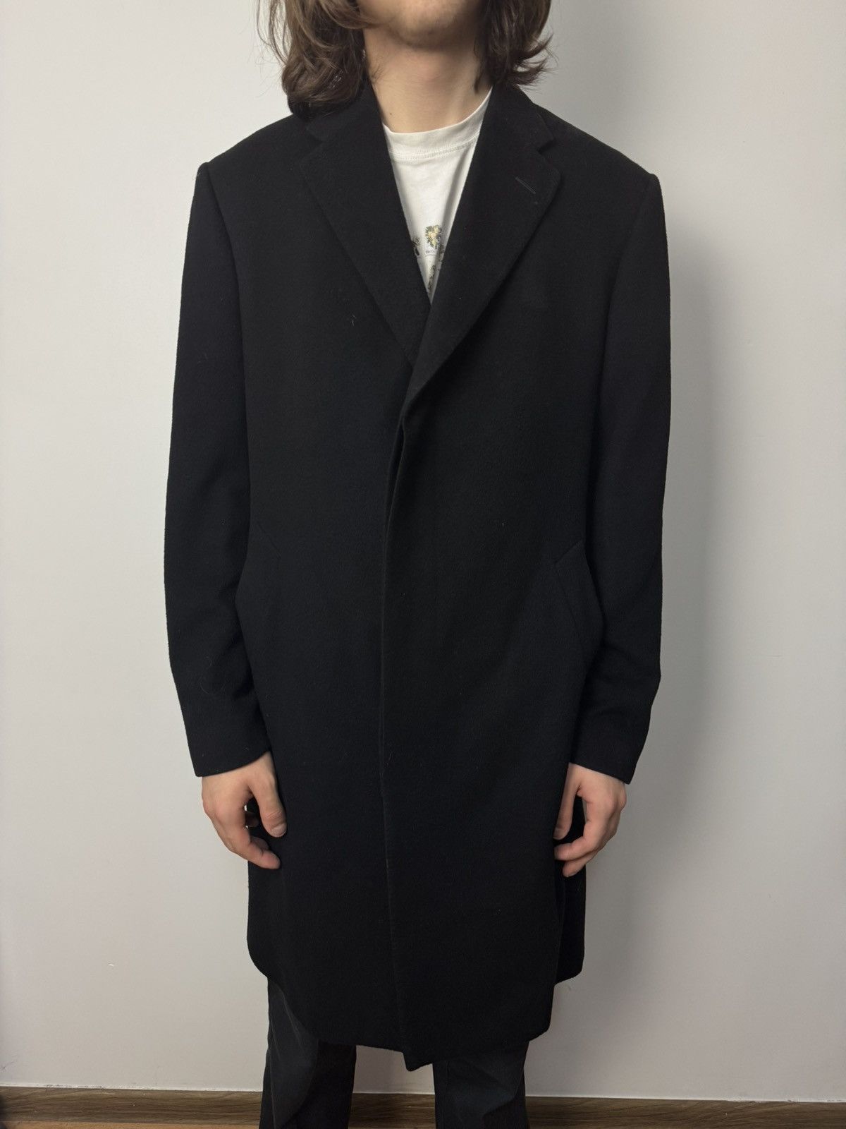 Corneliani Corneliani Black Virgin Wool Overcoat Made in Italy Size US L / EU 52-54 / 3 - 1 Thumbnail