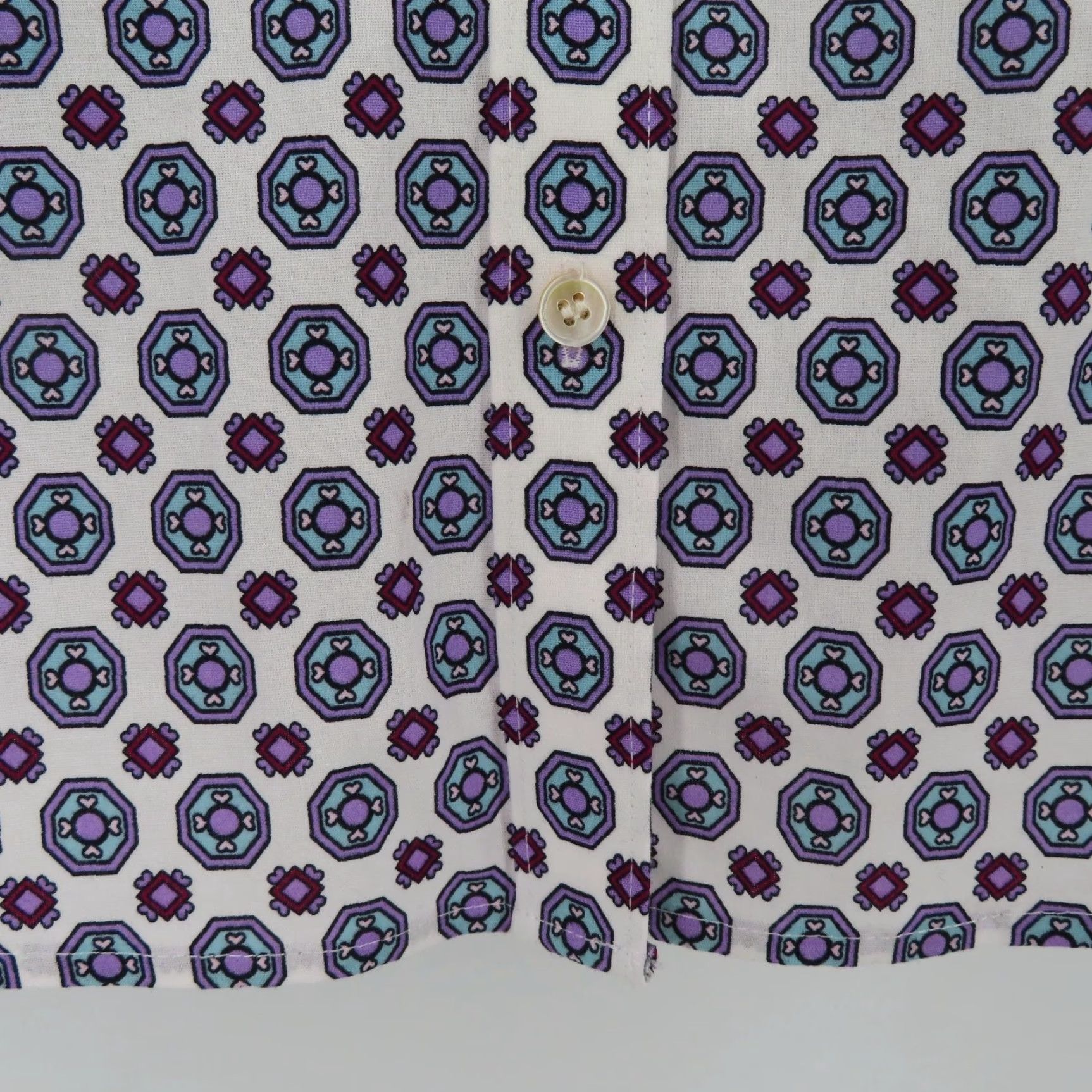 Talbots Talbots Womens 10 Non Iron Purple Blue Geometric Collar Button Shirt Top Blouse Size L / US 10 / IT 46 - 3 Thumbnail