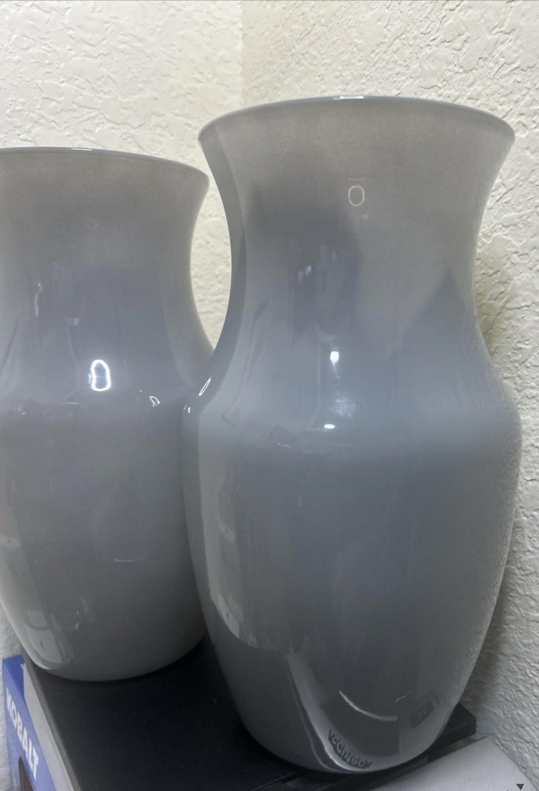 Other Lot of Three (3) Gray Frosted Glass Vase 9"x5" Made In USA Size ONE SIZE - 2 Thumbnail